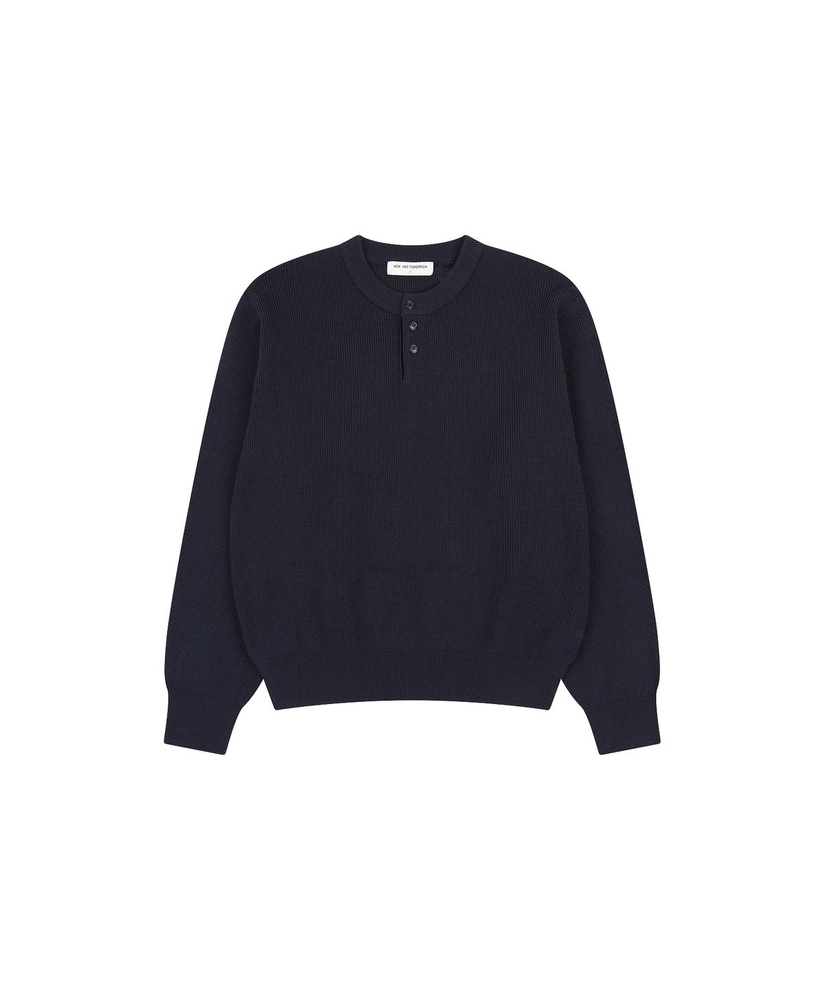 나우앤투모로우(NOWANDTOMORROW) HENLEY NECK PULLOVER SWEATER [NAVY]