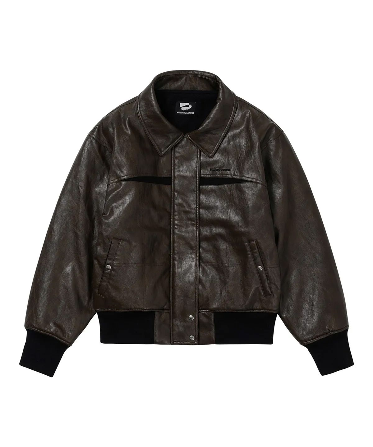 웰빙익스프레스(WELLBEING EXPRESS) Padded Faux Leather Jacket Brown