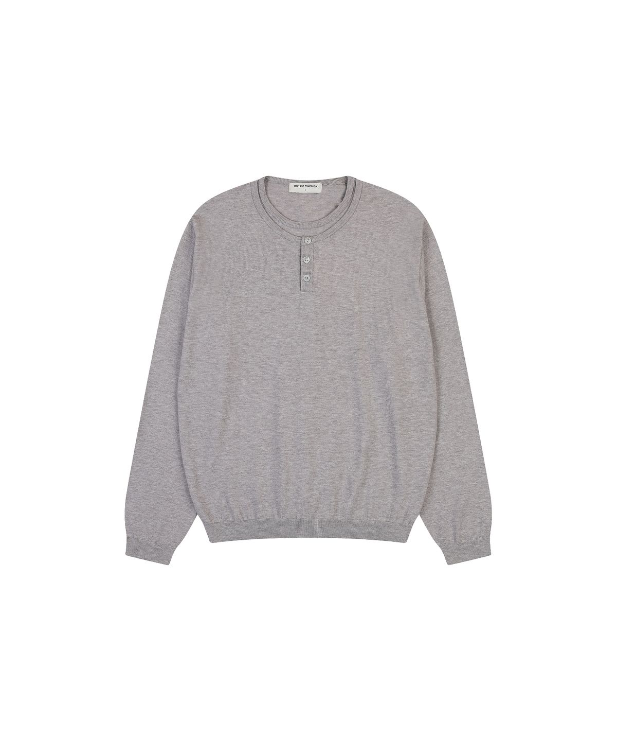 나우앤투모로우(NOWANDTOMORROW) LAYERED NECK KNIT T-SHIRT [LIGHT GRAY]