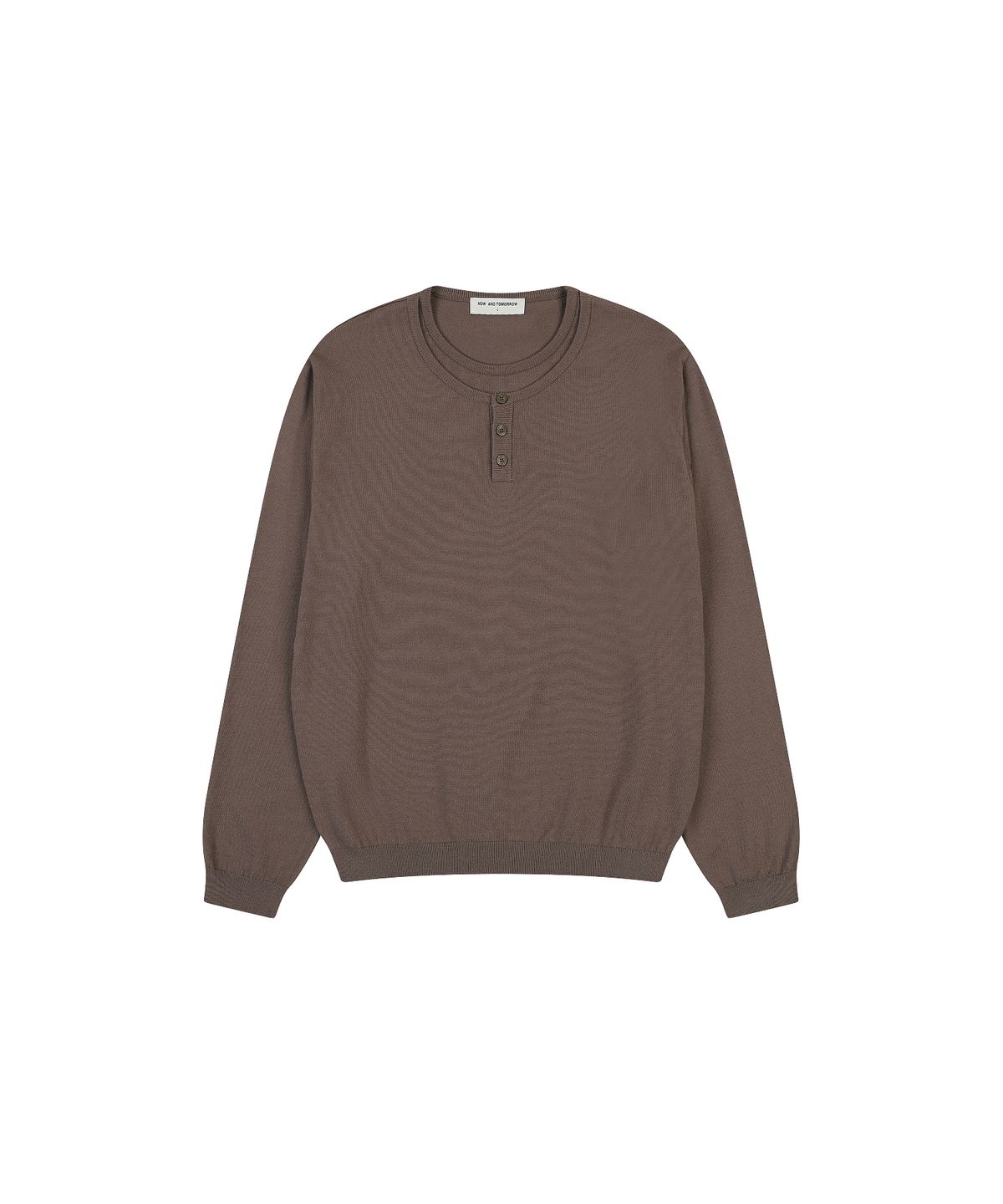 나우앤투모로우(NOWANDTOMORROW) LAYERED NECK KNIT T-SHIRT [MOCHA]