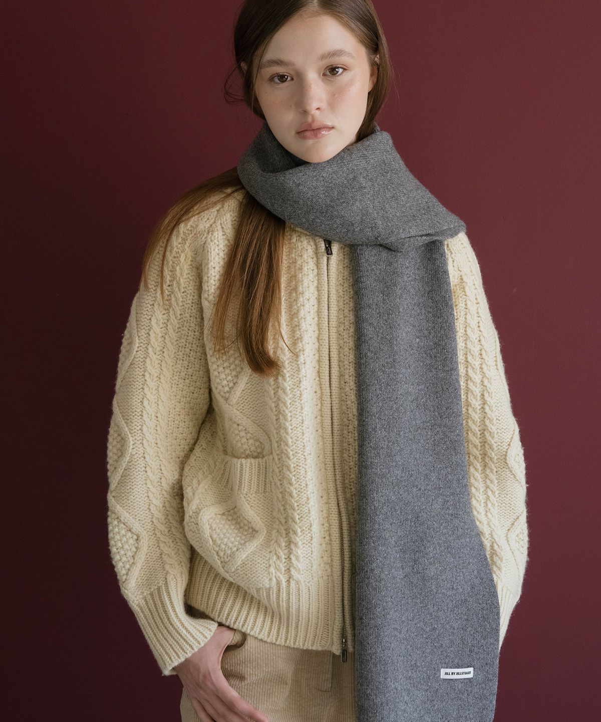 질바이질스튜어트(JILL BY JILLSTUART) 캐시울 솔리드 니트머플러 - 3colors