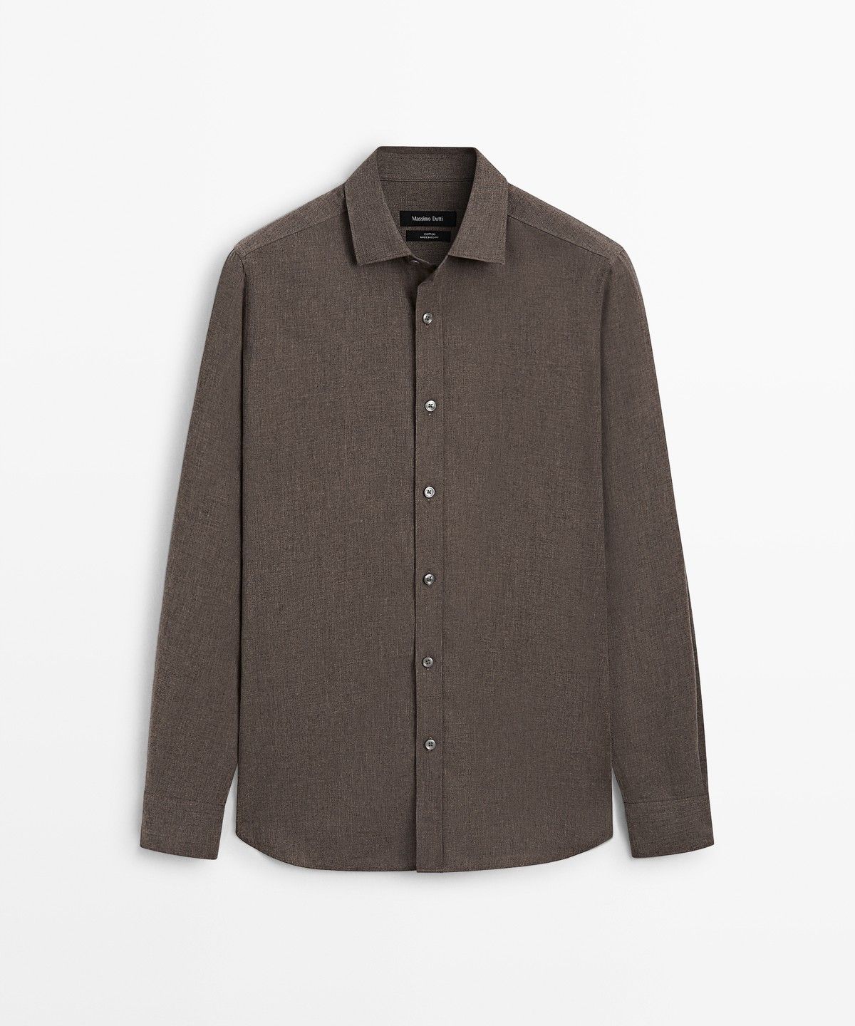 마시모두띠(MASSIMO DUTTI) 레귤러 핏 멜란지 트윌 100% 코튼 셔츠