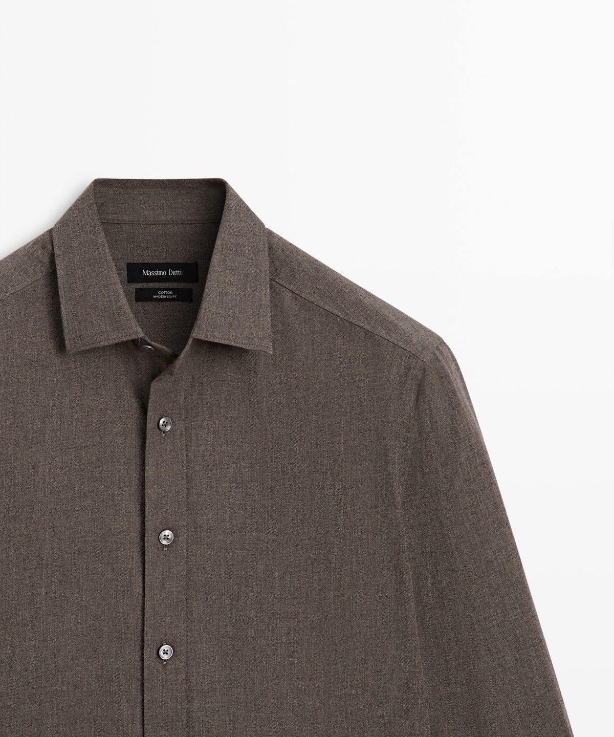 마시모두띠(MASSIMO DUTTI) 레귤러 핏 멜란지 트윌 100% 코튼 셔츠