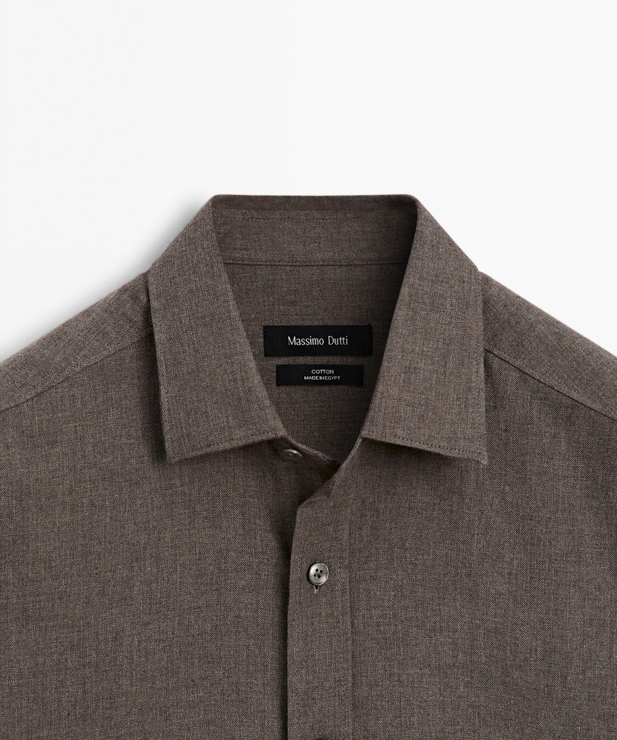 마시모두띠(MASSIMO DUTTI) 레귤러 핏 멜란지 트윌 100% 코튼 셔츠