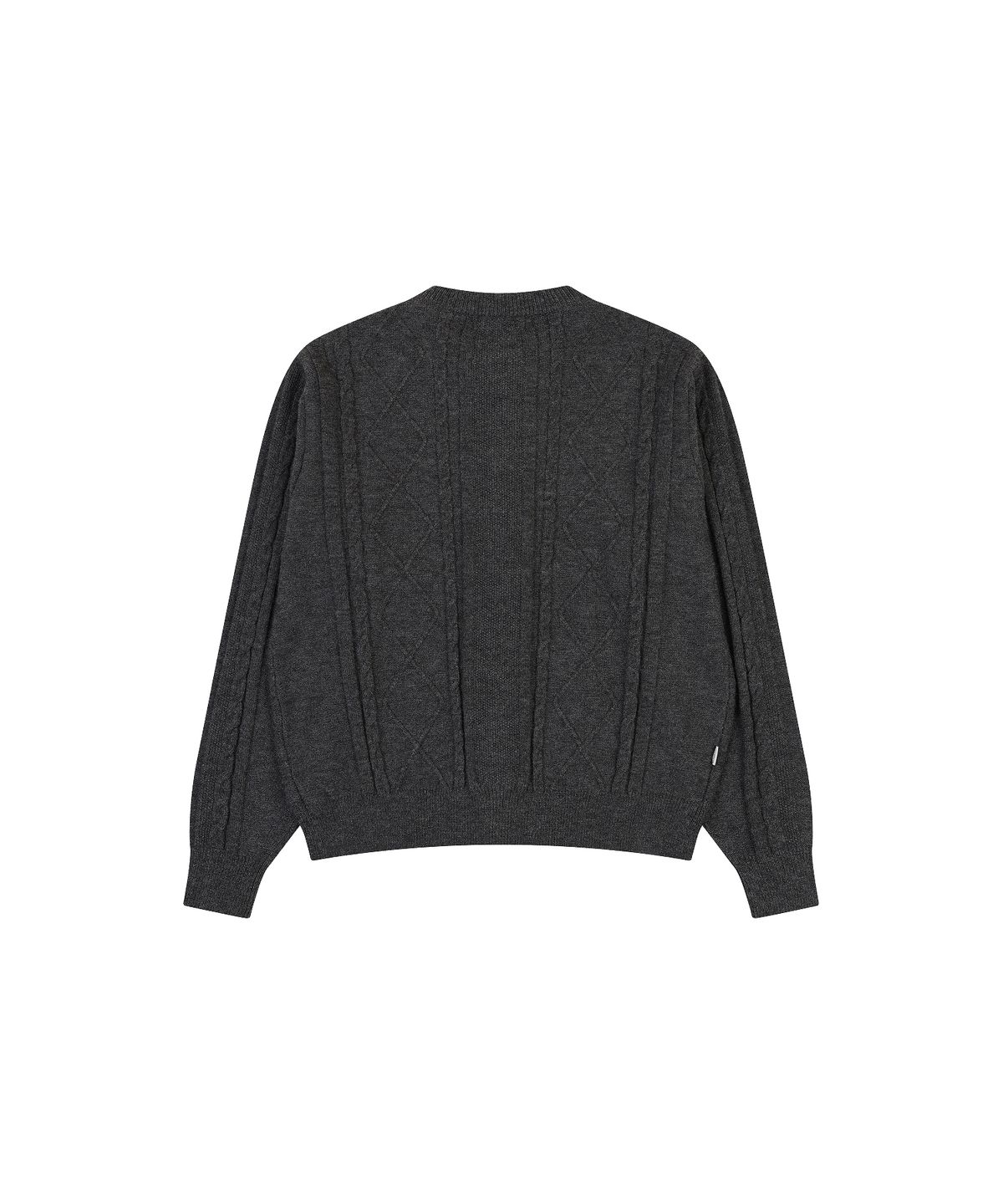 나우앤투모로우(NOWANDTOMORROW) CREW NECK CABLE SWEATER CARDIGAN [CHARCOAL]