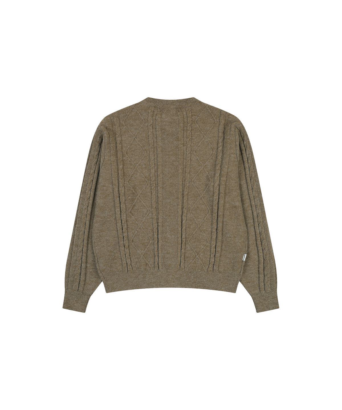 나우앤투모로우(NOWANDTOMORROW) CREW NECK CABLE SWEATER CARDIGAN [KHAKI]