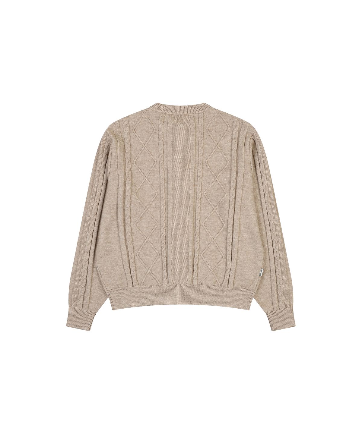 나우앤투모로우(NOWANDTOMORROW) CREW NECK CABLE SWEATER CARDIGAN [OATMEAL]