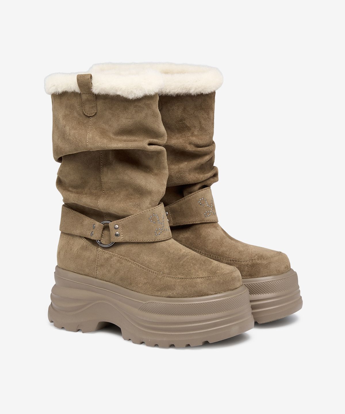 유희(YOUHEE) [YOUHEE X OTZ] FUR PLATFORM BOOTS_BEIGE