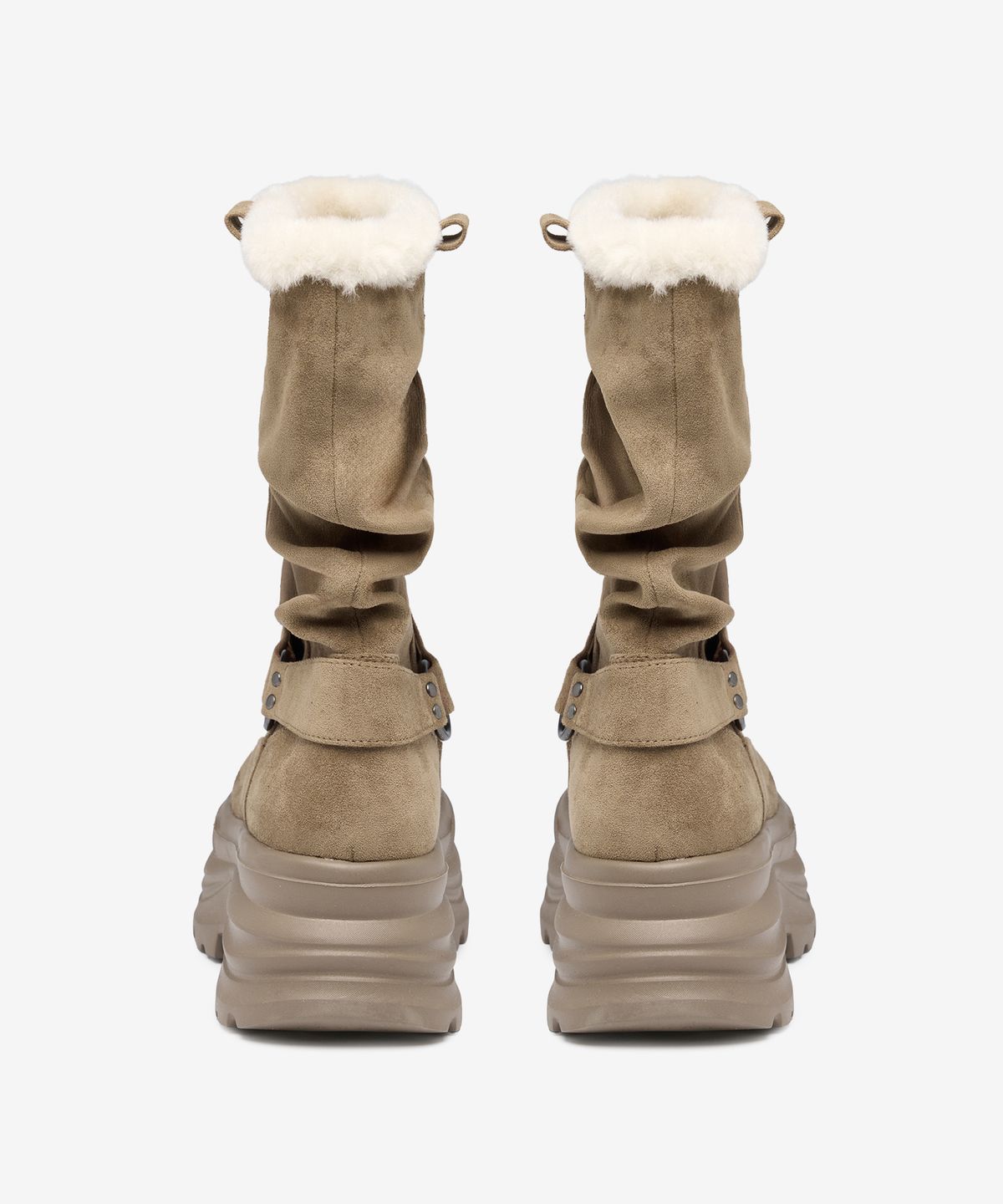 유희(YOUHEE) [YOUHEE X OTZ] FUR PLATFORM BOOTS_BEIGE