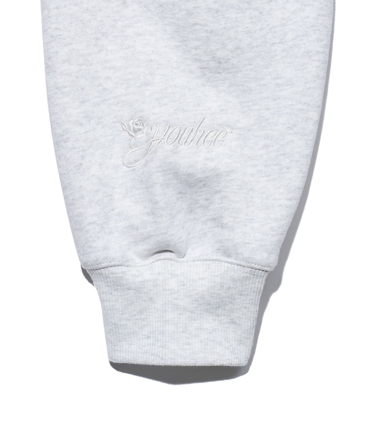 유희(YOUHEE) FUR TRIMMED RIBBON HOOD ZIP-UP_LIGHT GREY