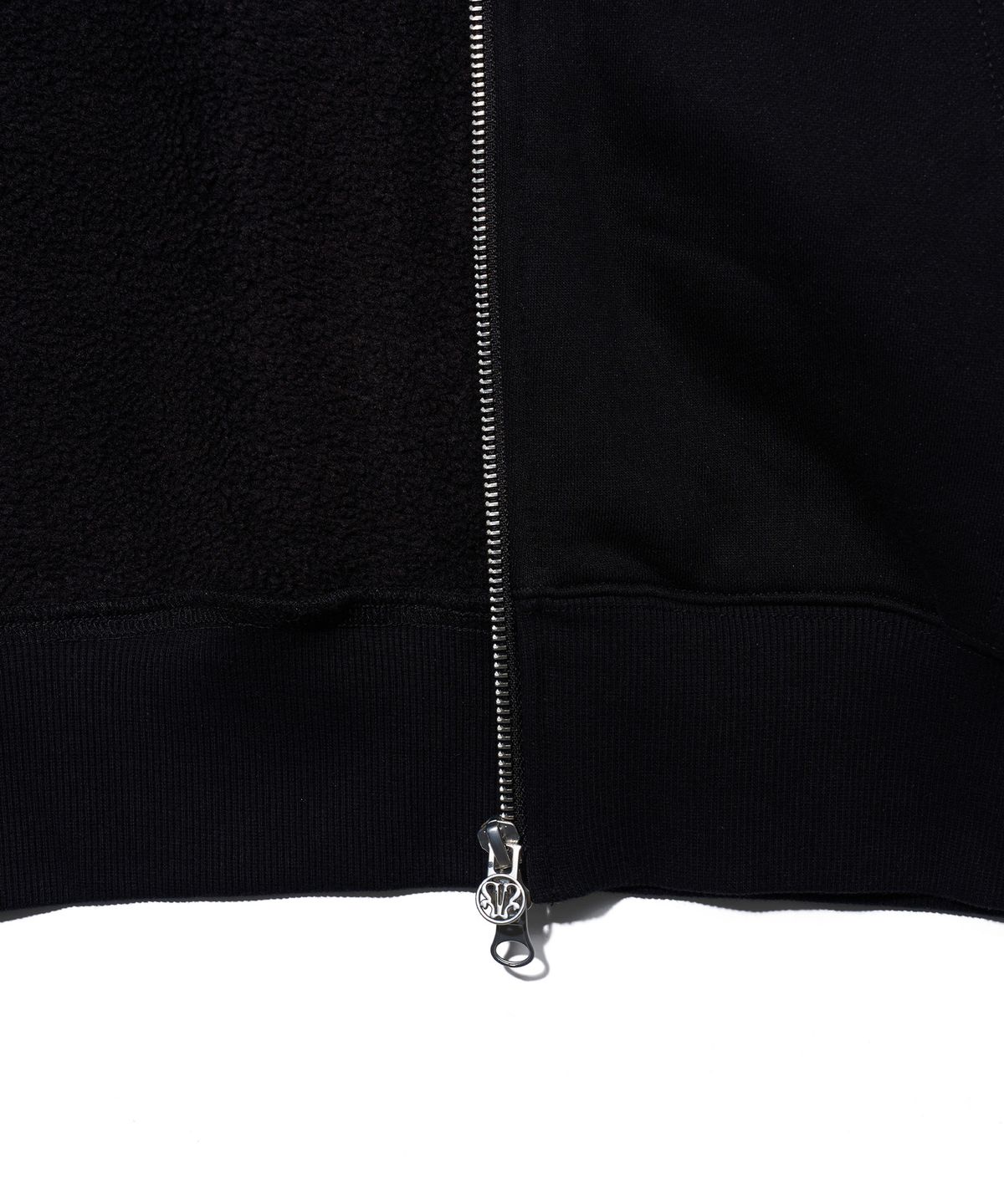 유희(YOUHEE) FUR TRIMMED RIBBON HOOD ZIP-UP_BLACK