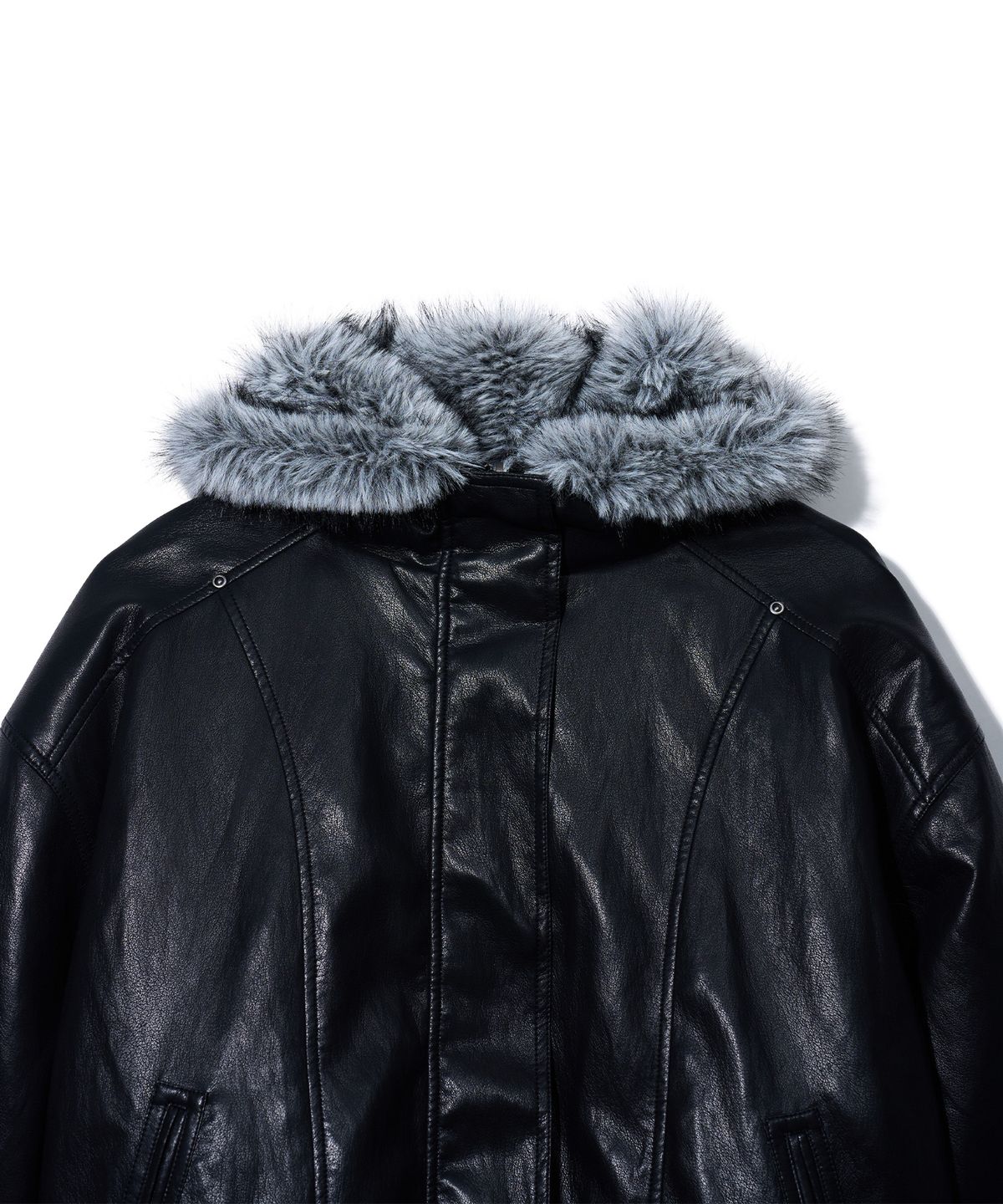 유희(YOUHEE) REVERSIBLE FUR LEATHER JUMPER_BLACK