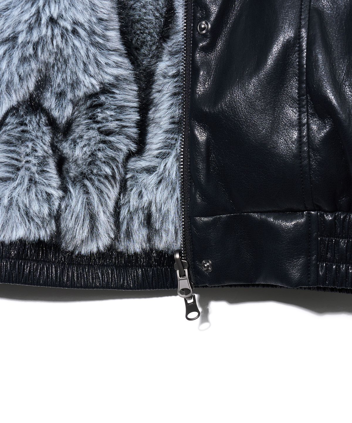 유희(YOUHEE) REVERSIBLE FUR LEATHER JUMPER_BLACK