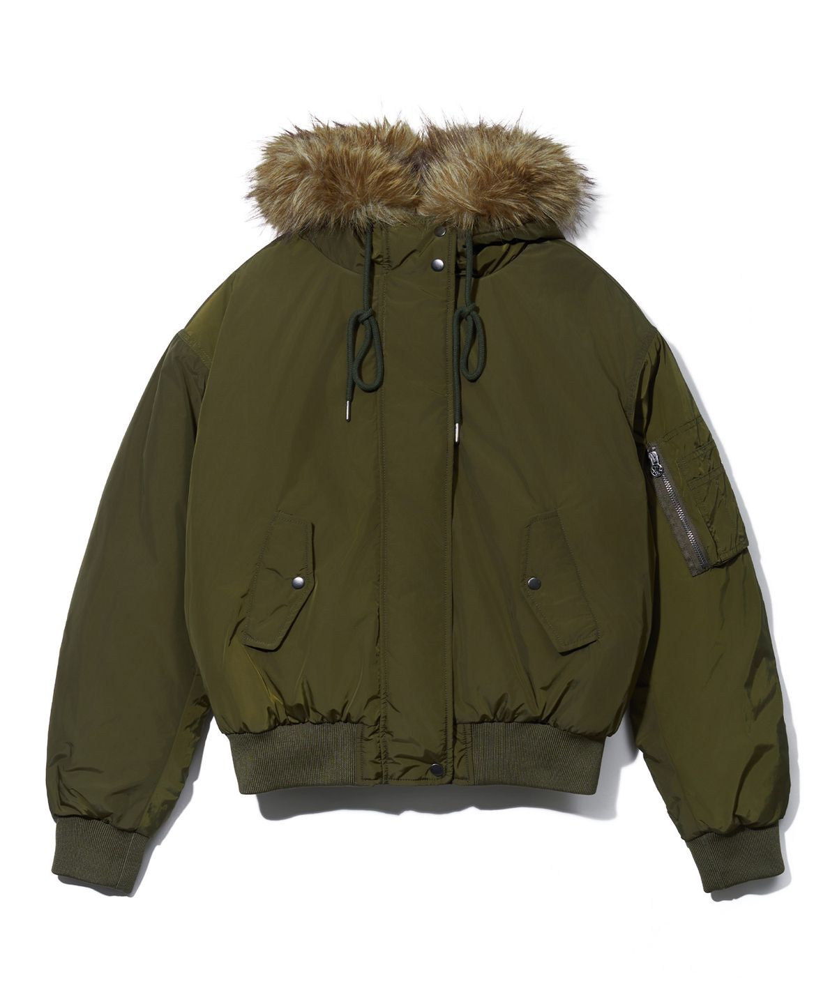 유희(YOUHEE) MA-1 FUR HOOD JUMPER_KHAKI