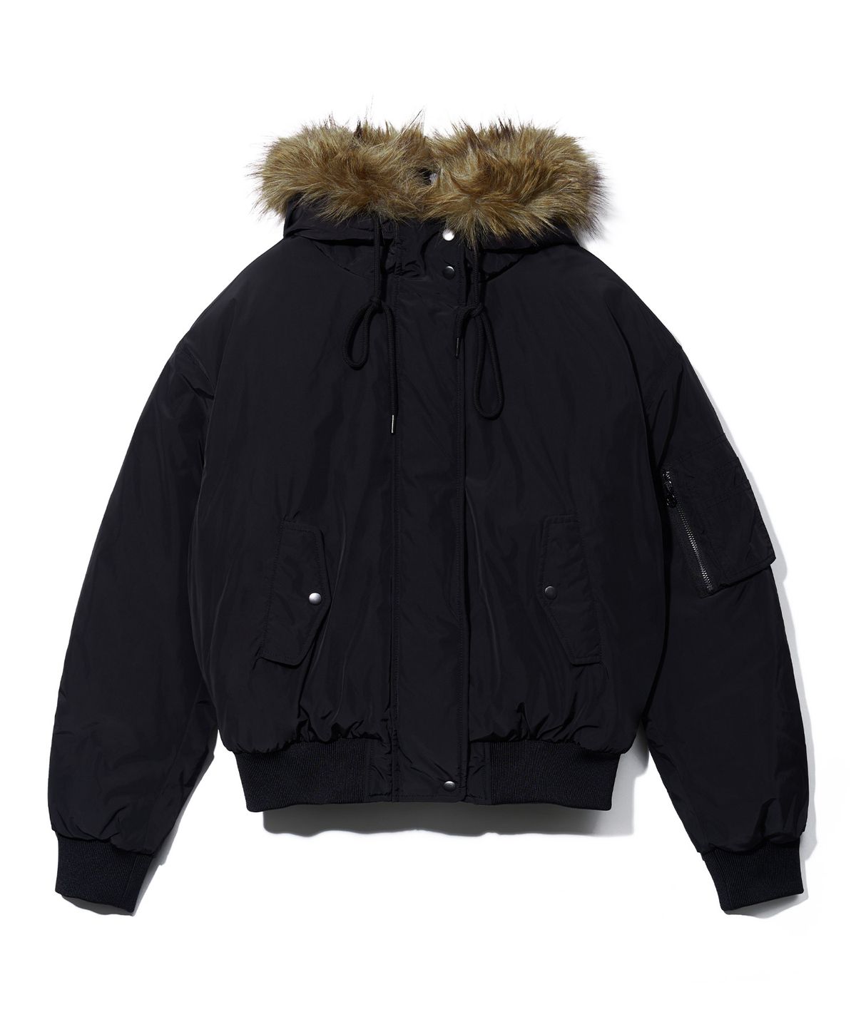유희(YOUHEE) MA-1 FUR HOOD JUMPER_BLACK