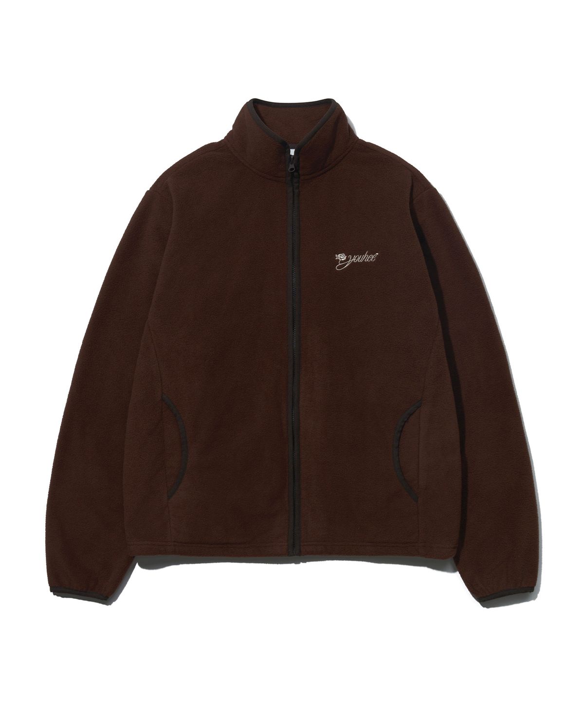 유희(YOUHEE) FLEECE YOUHEE LOGO ZIP-UP_BROWN
