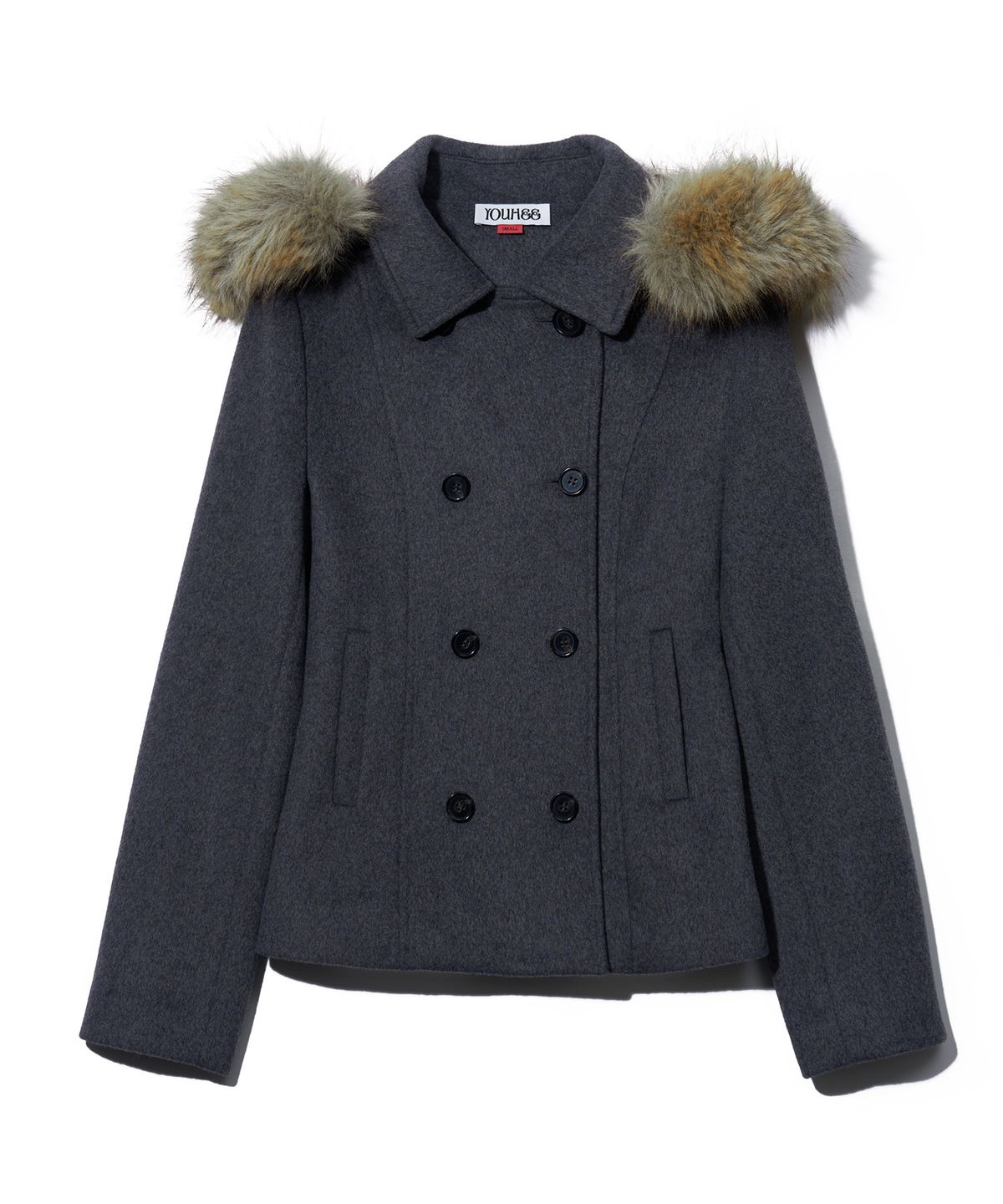 유희(YOUHEE) DETACHABLE HOOD DOUBLE COAT_CHARCOAL