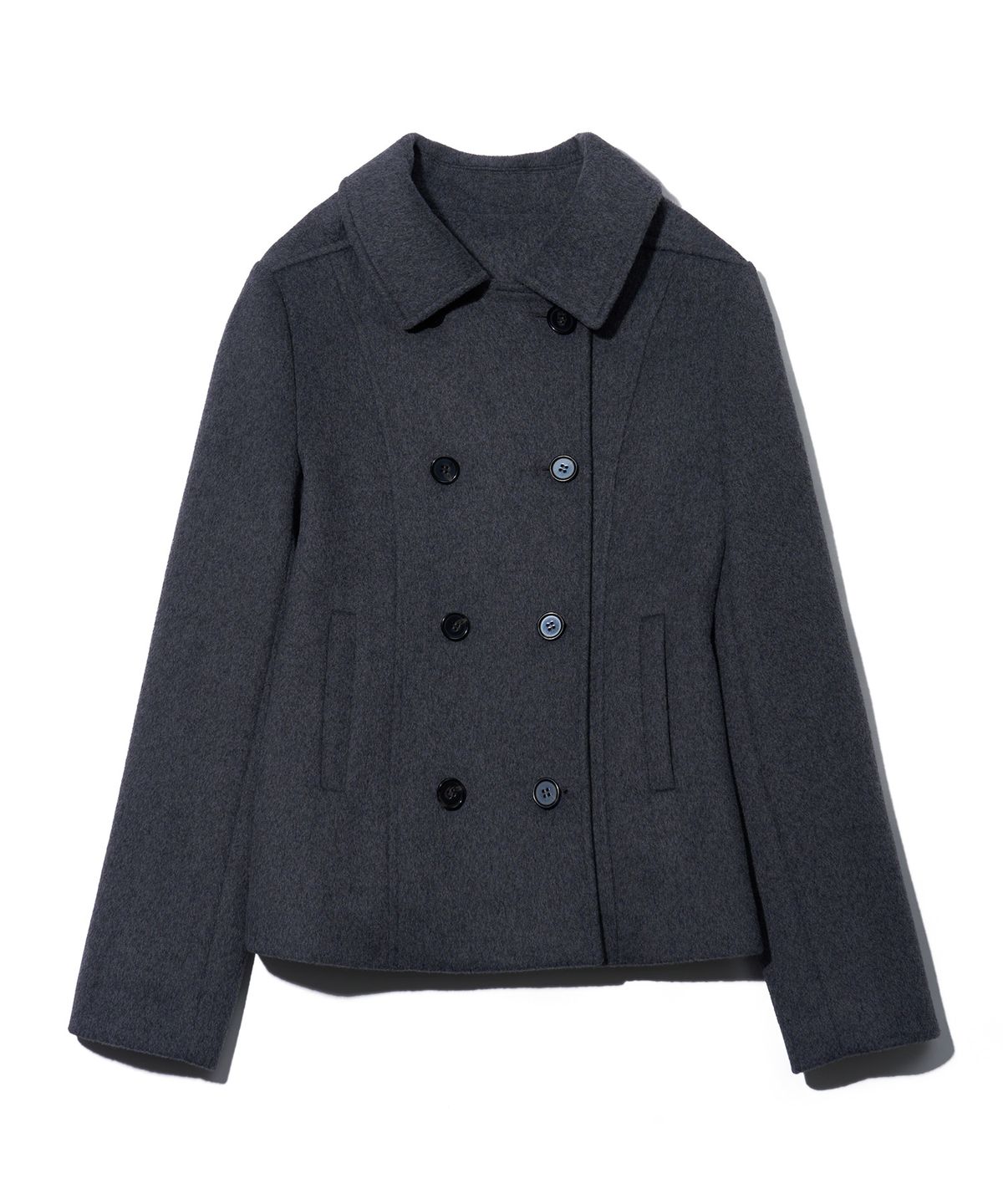 유희(YOUHEE) DETACHABLE HOOD DOUBLE COAT_CHARCOAL