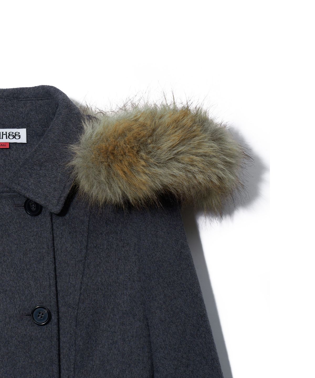 유희(YOUHEE) DETACHABLE HOOD DOUBLE COAT_CHARCOAL