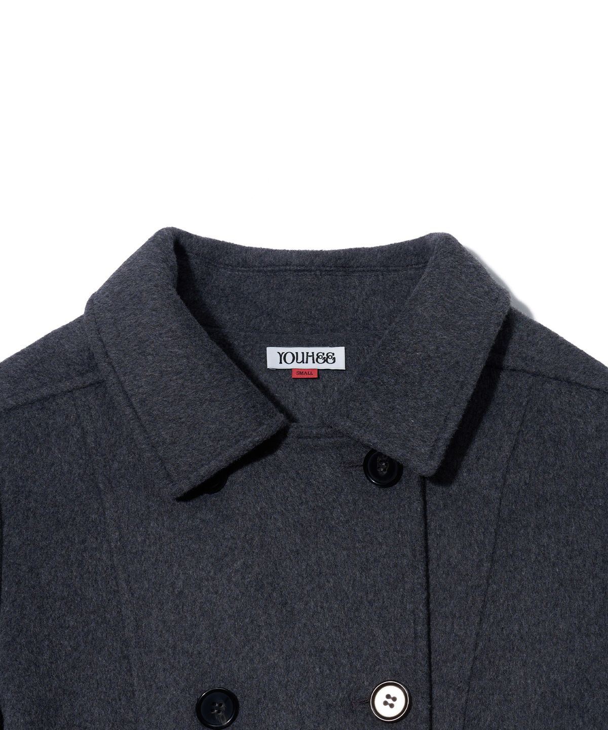 유희(YOUHEE) DETACHABLE HOOD DOUBLE COAT_CHARCOAL