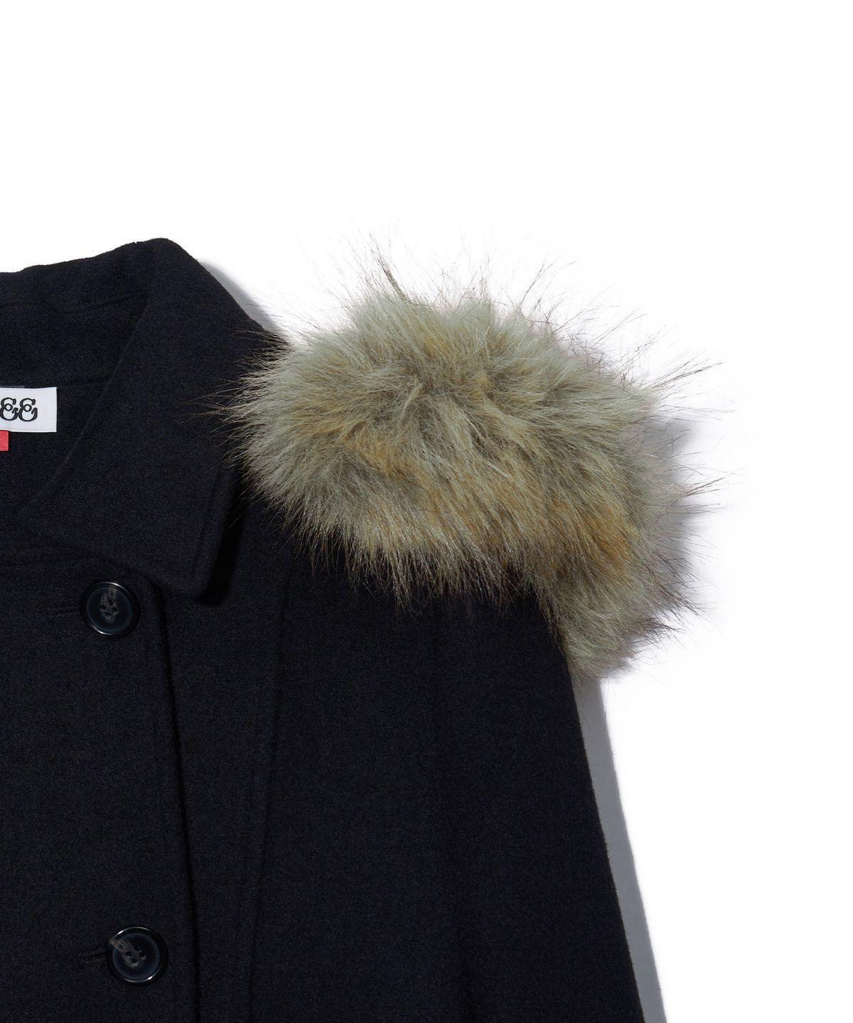유희(YOUHEE) DETACHABLE HOOD DOUBLE COAT_BLACK