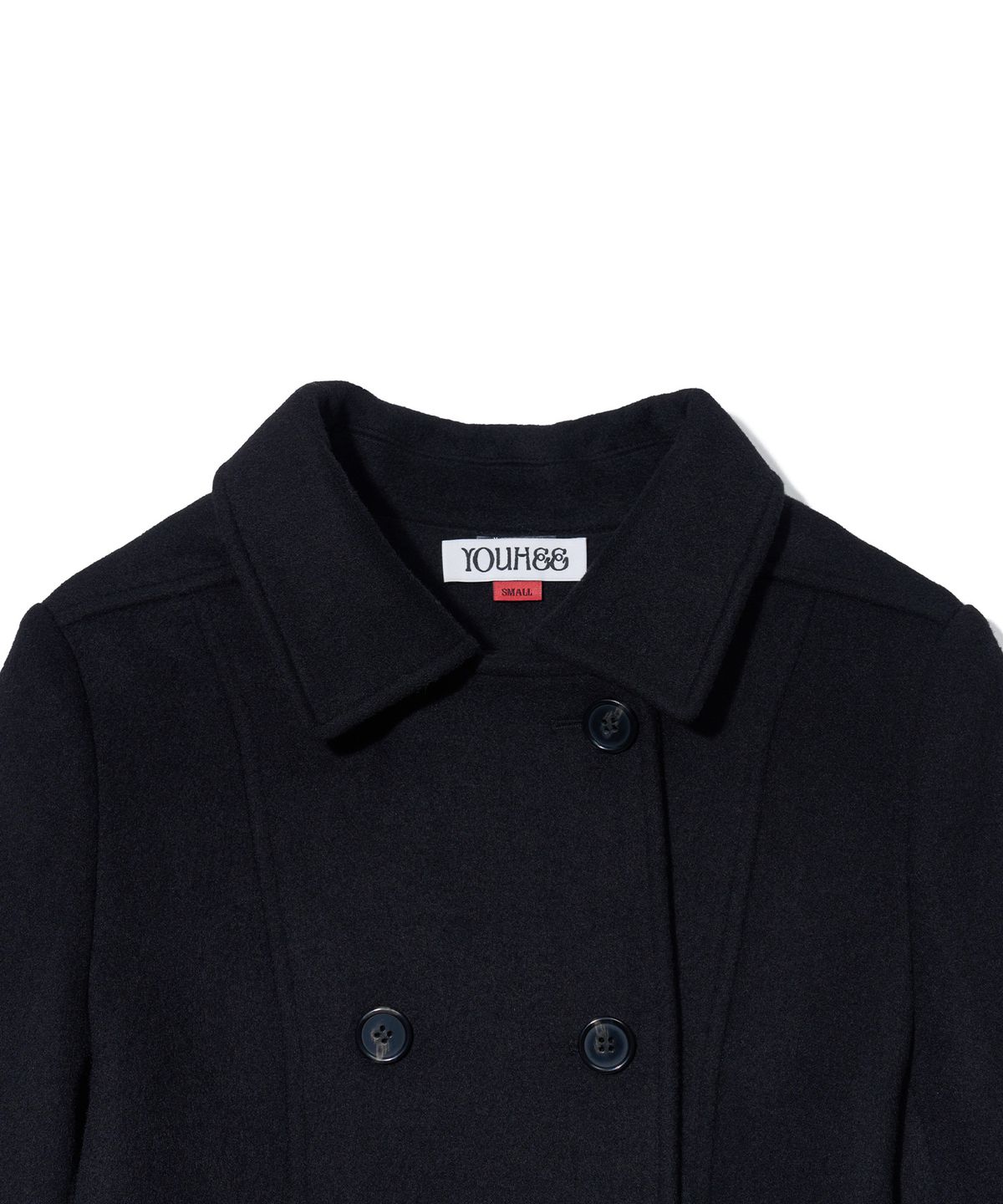 유희(YOUHEE) DETACHABLE HOOD DOUBLE COAT_BLACK