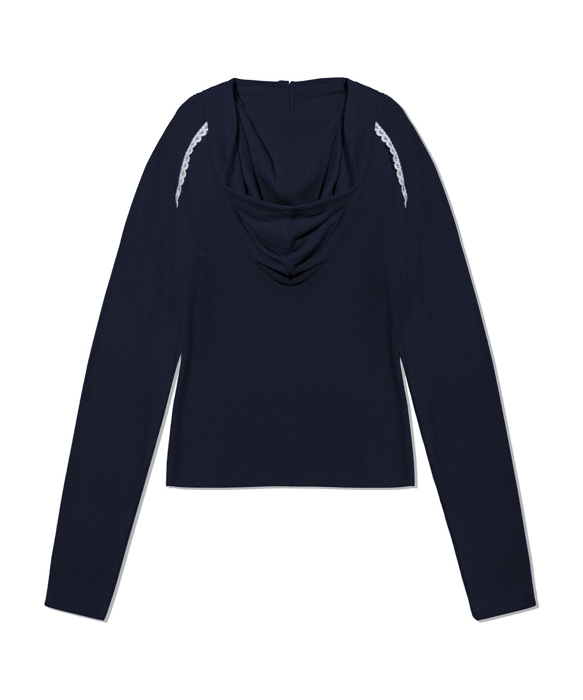 유희(YOUHEE) LACE TRIMMED HOODIE LONG SLEEVE_NAVY