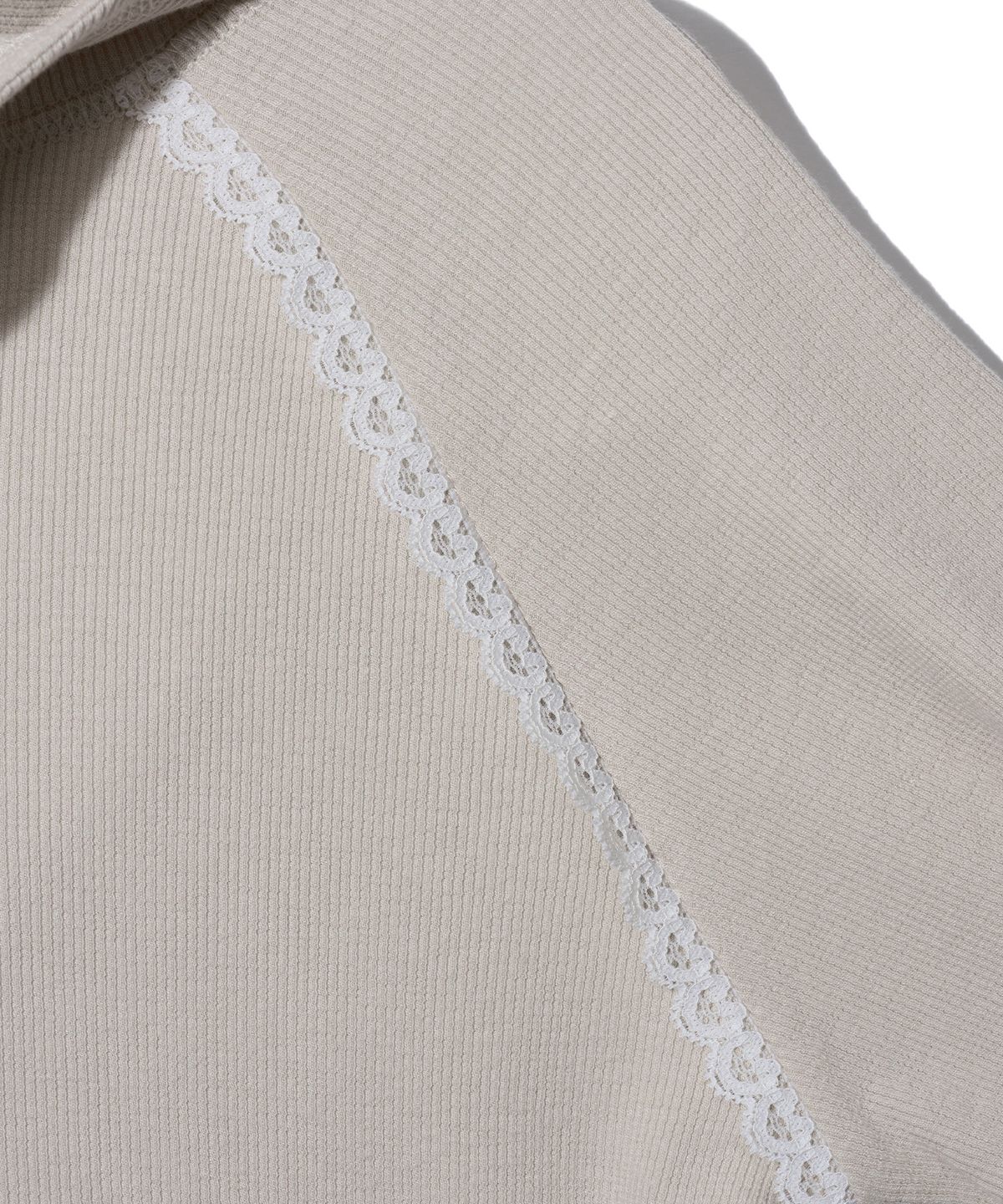 유희(YOUHEE) LACE TRIMMED HOODIE LONG SLEEVE_BEIGE