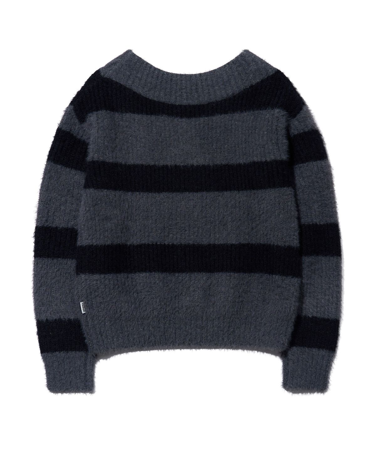 유희(YOUHEE) HAIRY STRIPE LOOSE FIT KNIT_CHARCOAL