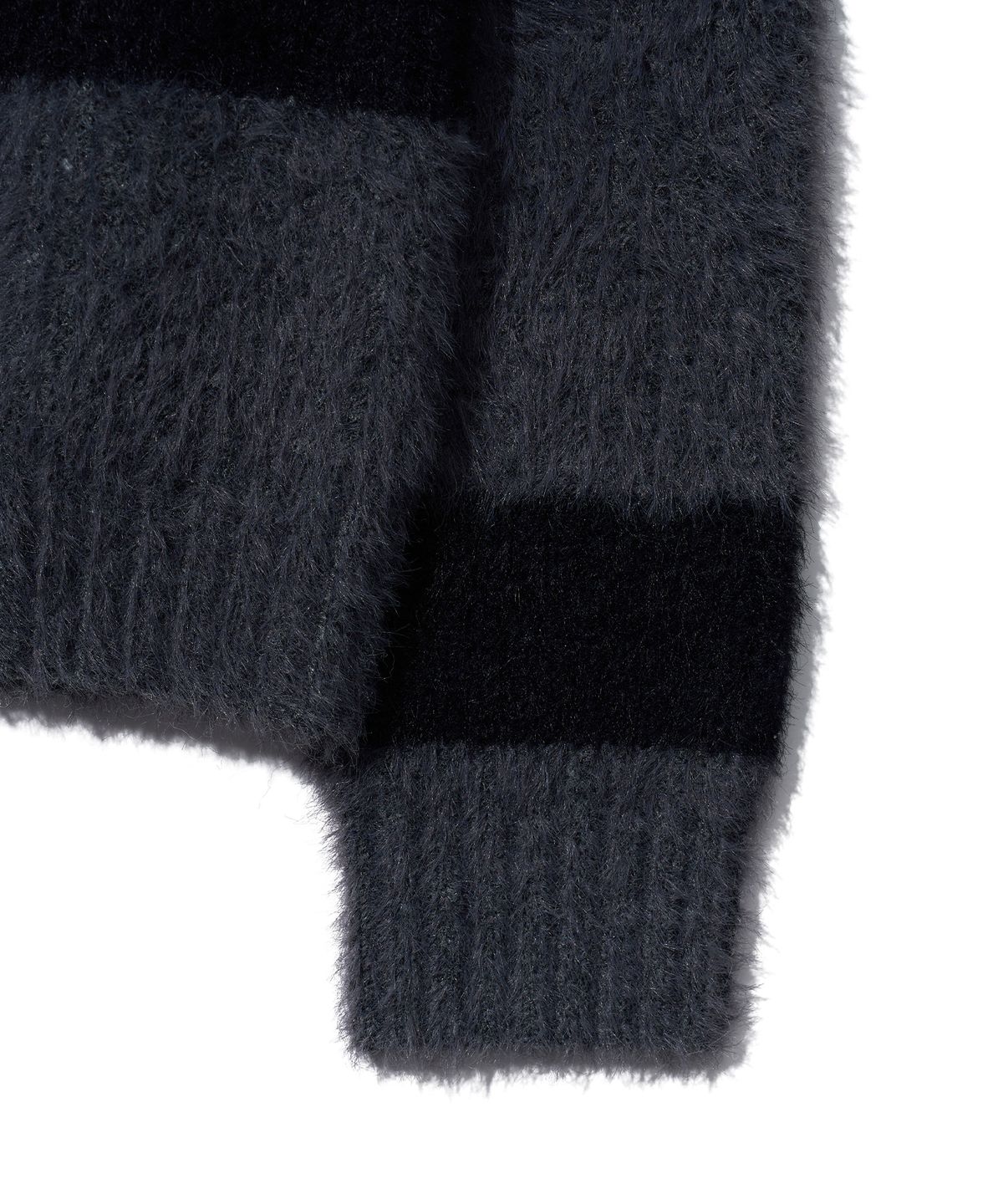 유희(YOUHEE) HAIRY STRIPE LOOSE FIT KNIT_CHARCOAL