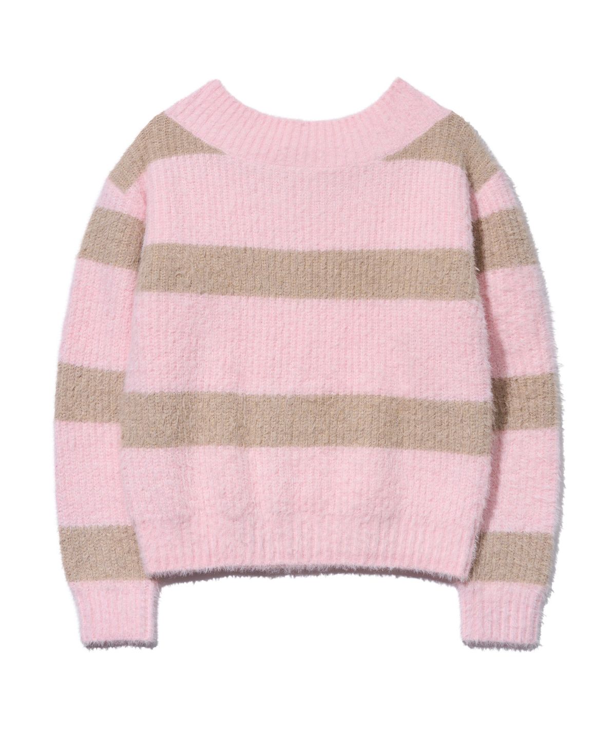 유희(YOUHEE) HAIRY STRIPE LOOSE FIT KNIT_PINK