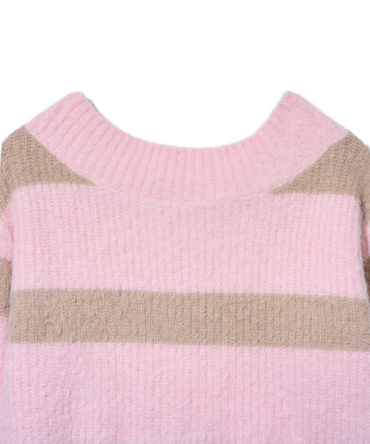 유희(YOUHEE) HAIRY STRIPE LOOSE FIT KNIT_PINK