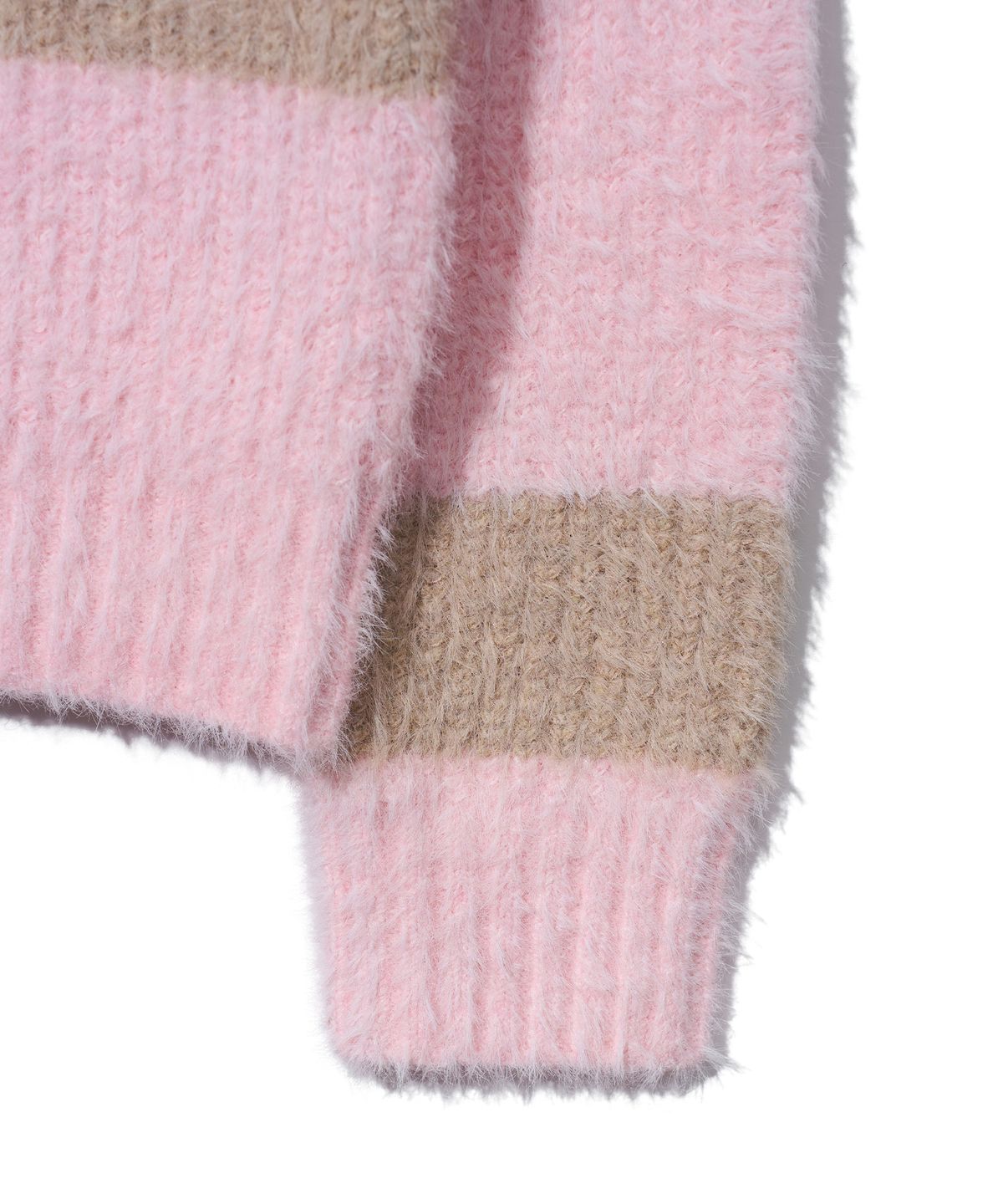 유희(YOUHEE) HAIRY STRIPE LOOSE FIT KNIT_PINK