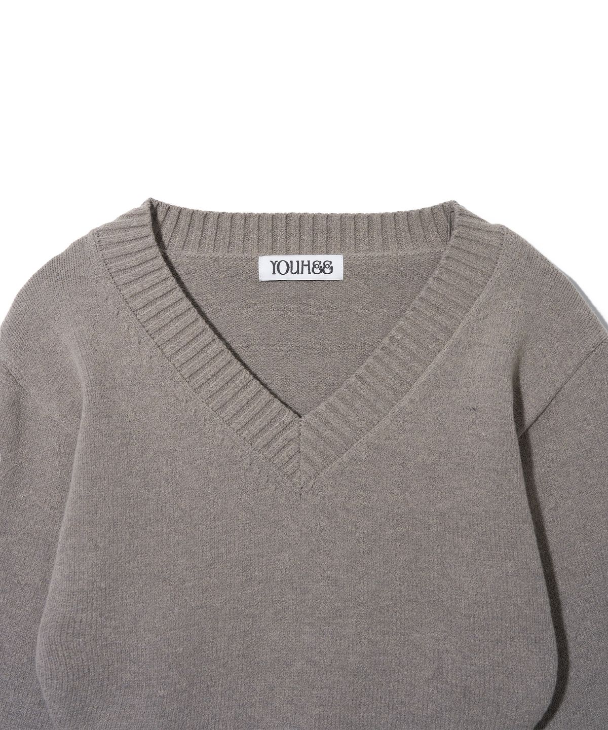 유희(YOUHEE) FLOWER YOUHEE V-NECK KNIT_BROWN