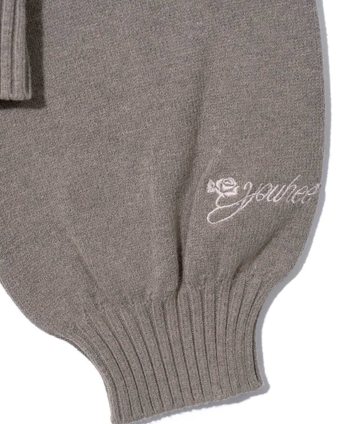 유희(YOUHEE) FLOWER YOUHEE V-NECK KNIT_BROWN