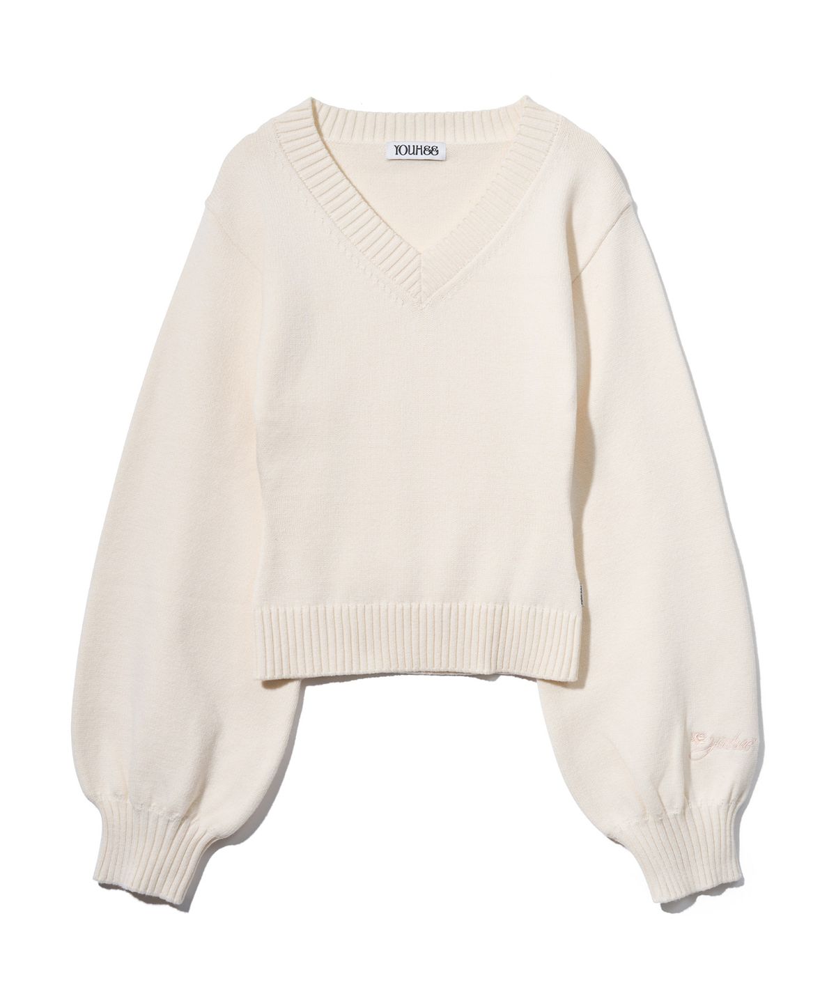 유희(YOUHEE) FLOWER YOUHEE V-NECK KNIT_IVORY