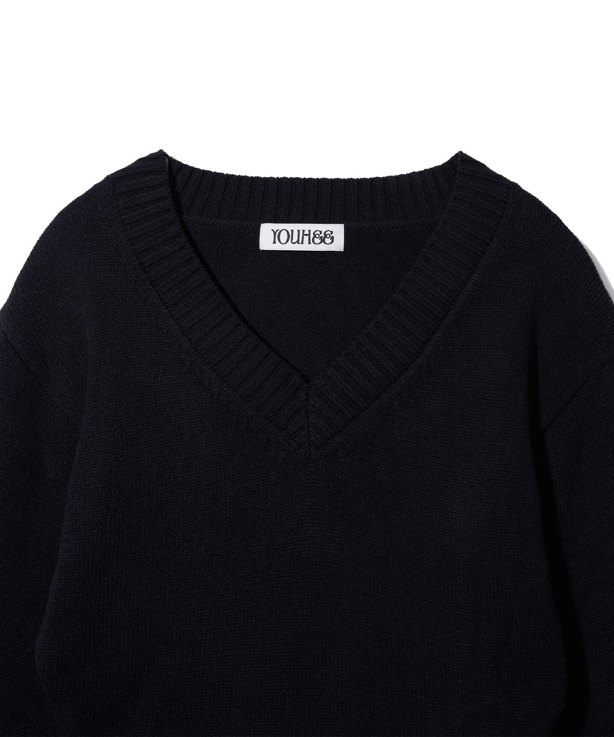 유희(YOUHEE) FLOWER YOUHEE V-NECK KNIT_BLACK
