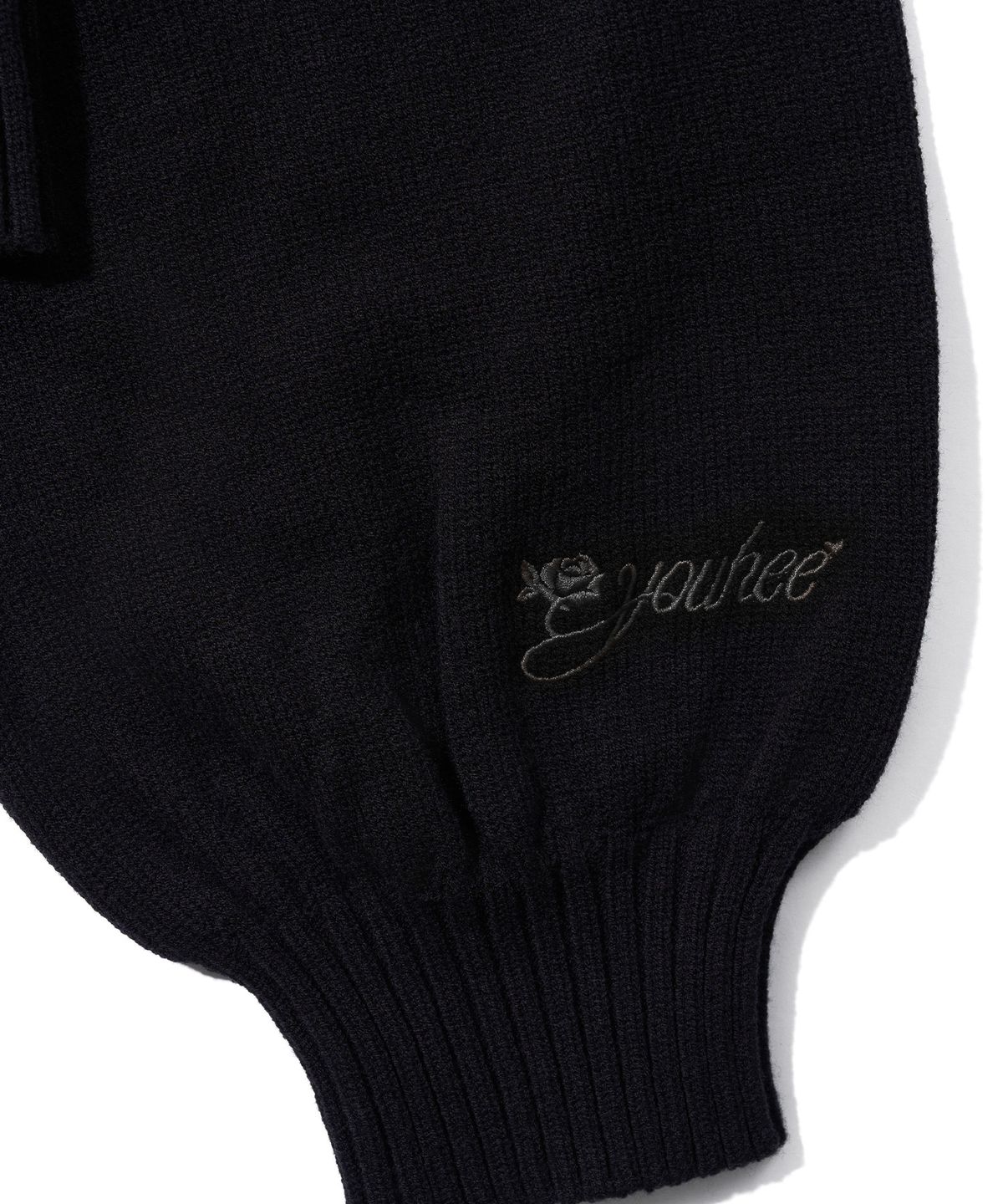 유희(YOUHEE) FLOWER YOUHEE V-NECK KNIT_BLACK