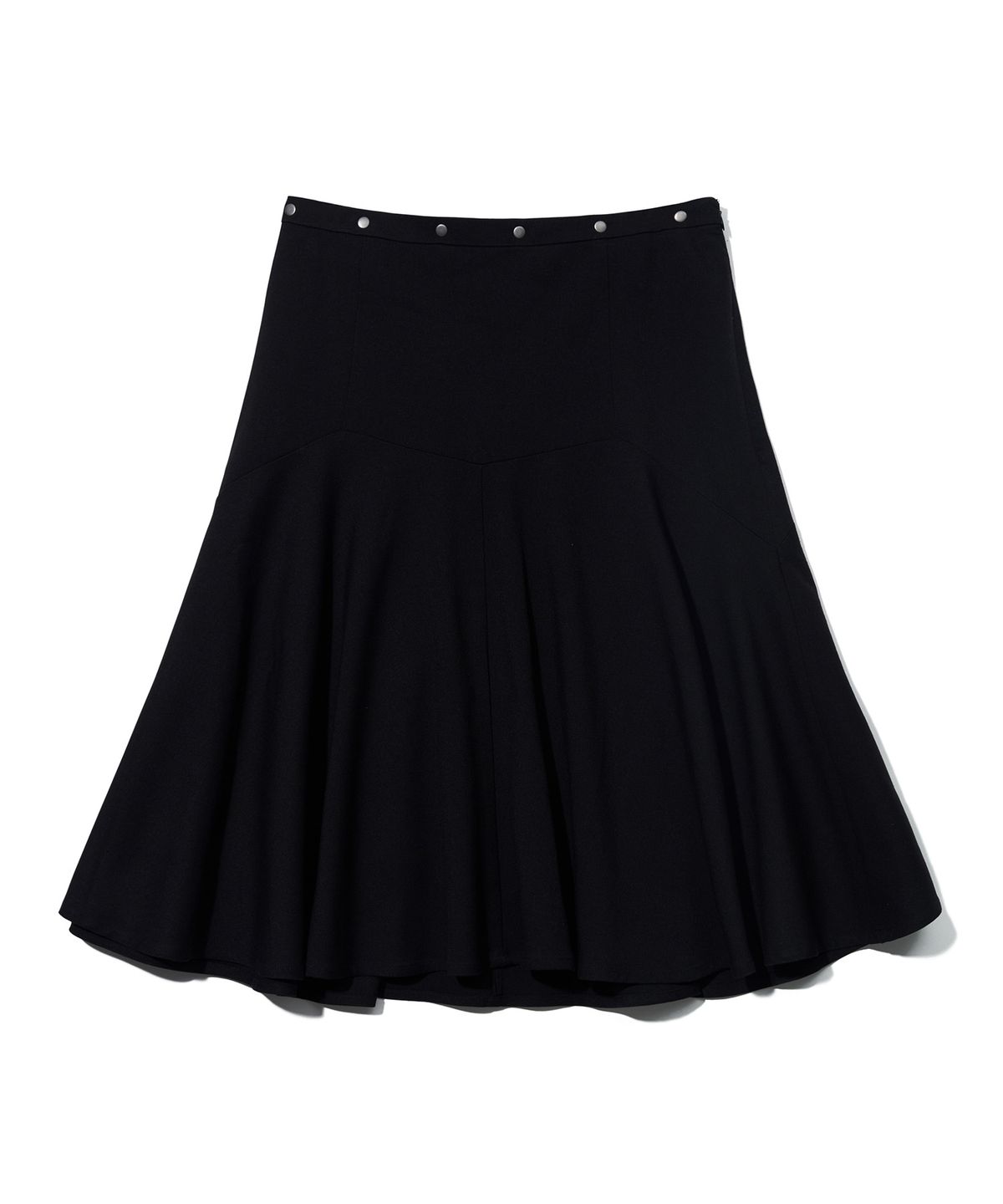 유희(YOUHEE) STUD FLARE MIDI SKIRT_BLACK