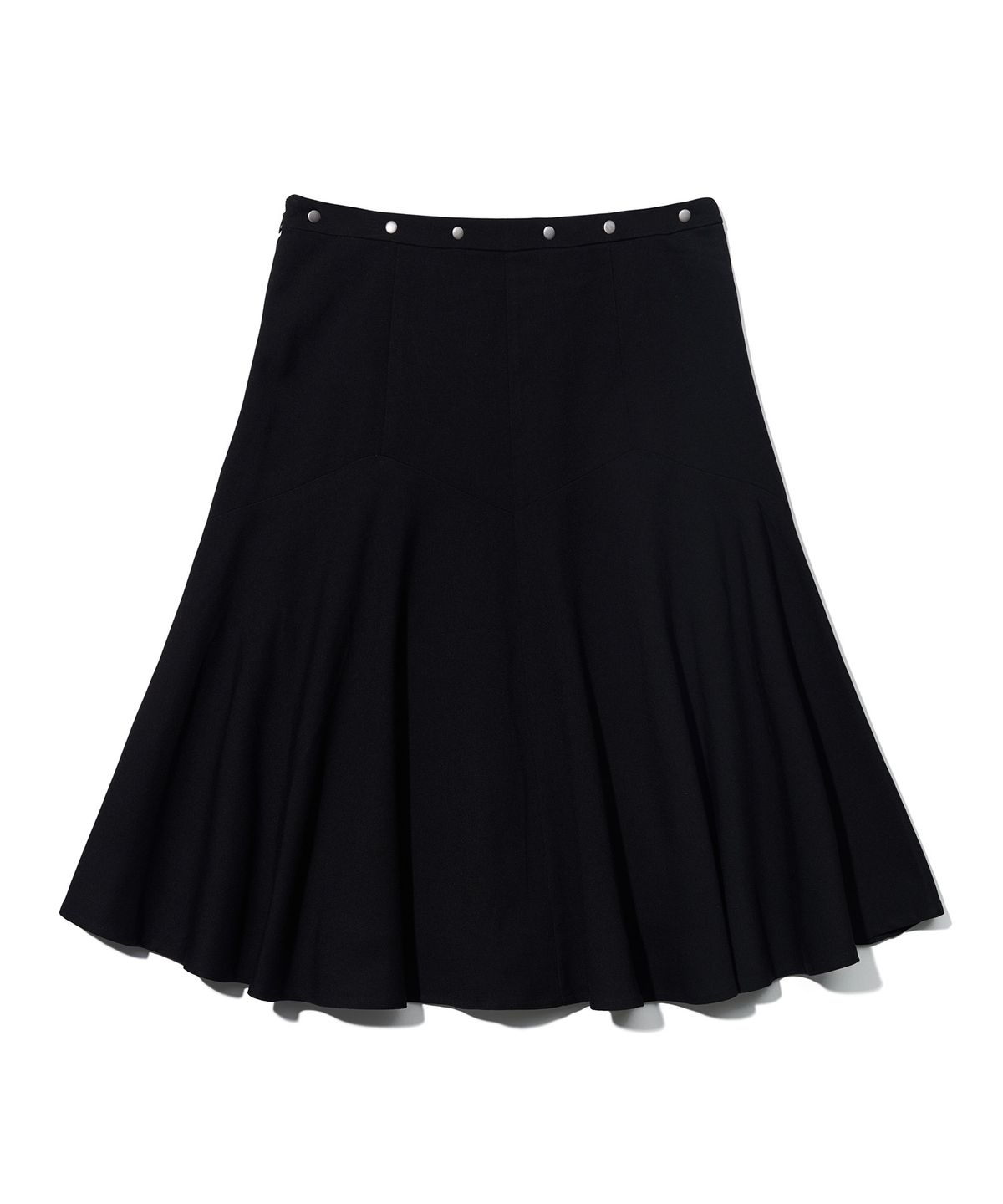 유희(YOUHEE) STUD FLARE MIDI SKIRT_BLACK