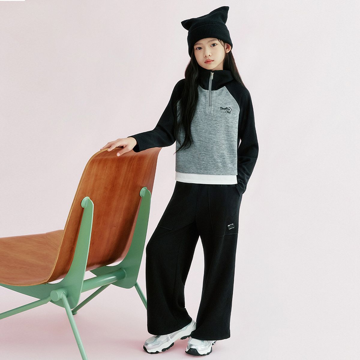 베네통키즈(BENETTONKIDS) 힙스터 골지 반집업_QATS15641MG
