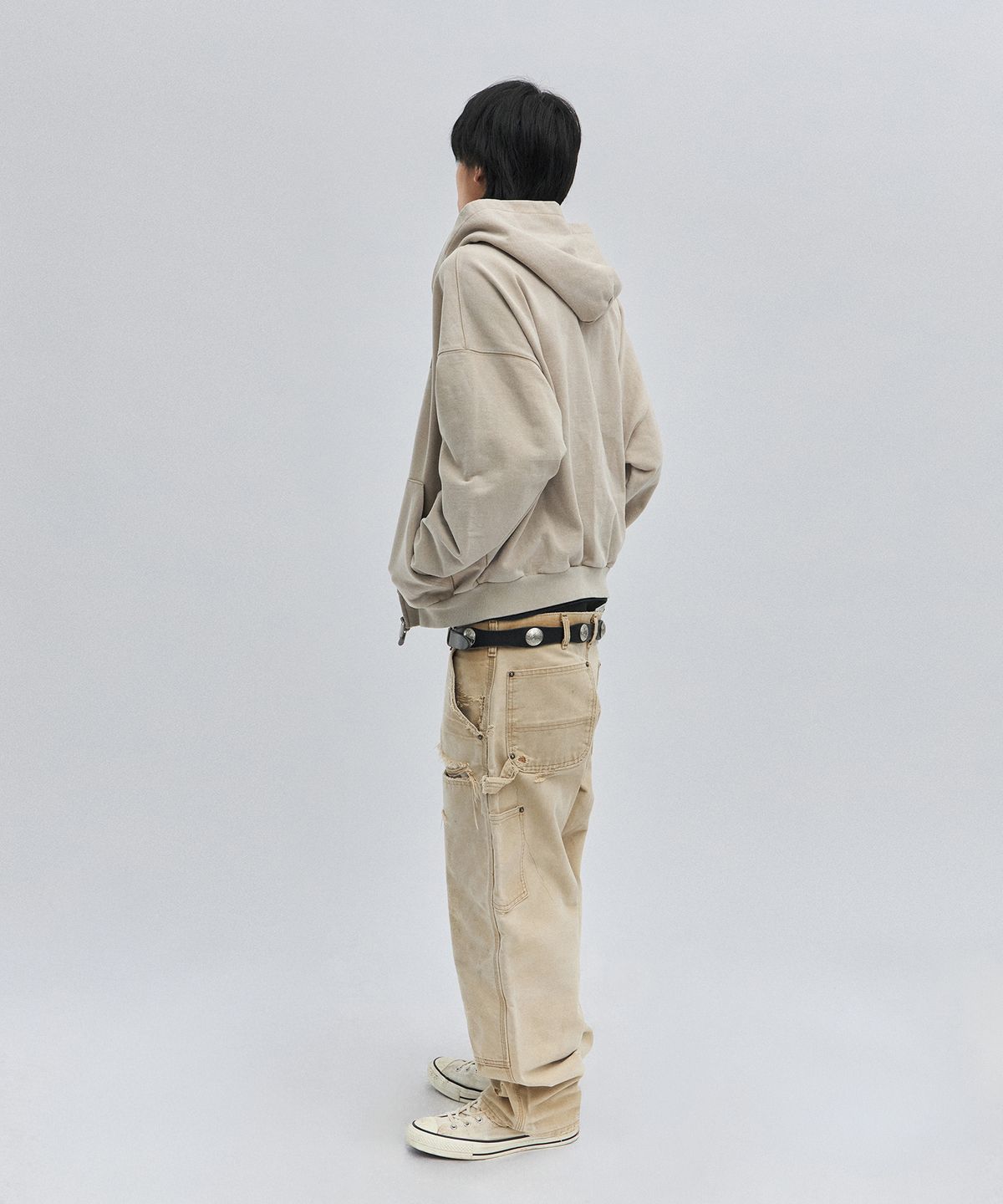 스웨이드(SUADE) CROPPED WASHED HOOD ZIP UP [WASHING BEIGE]