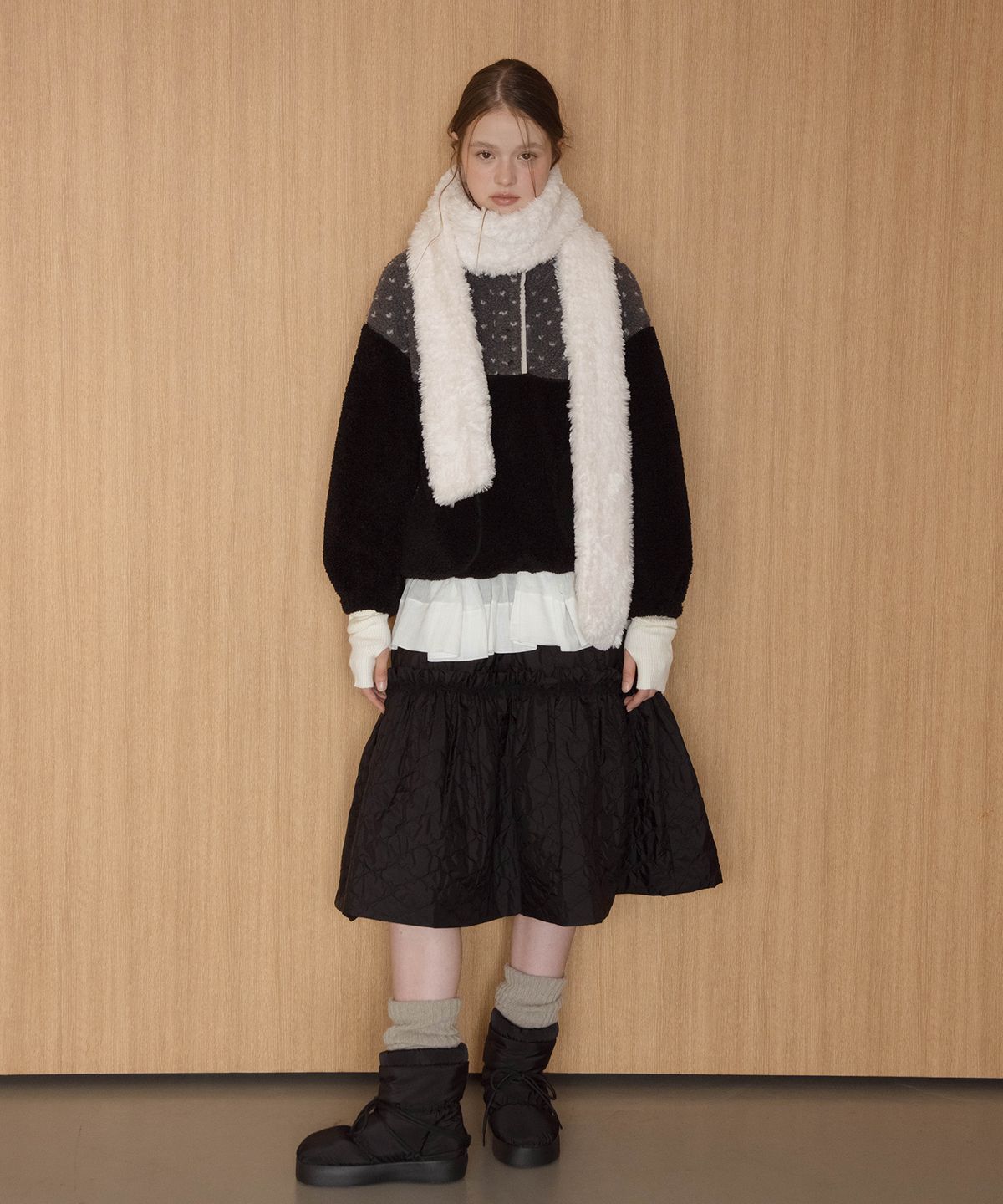 질바이질스튜어트(JILL BY JILLSTUART) 퍼 슬림 머플러 - 3colors