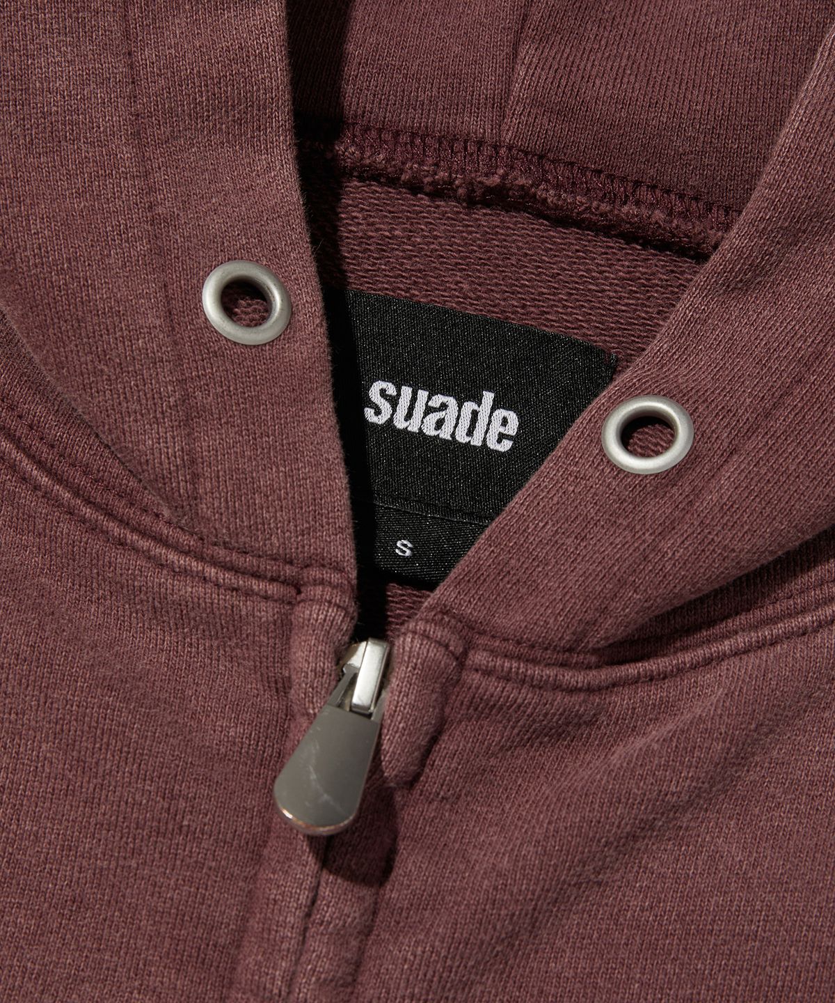 스웨이드(SUADE) CROPPED WASHED HOOD ZIP UP [WASHING BURGUNDY]