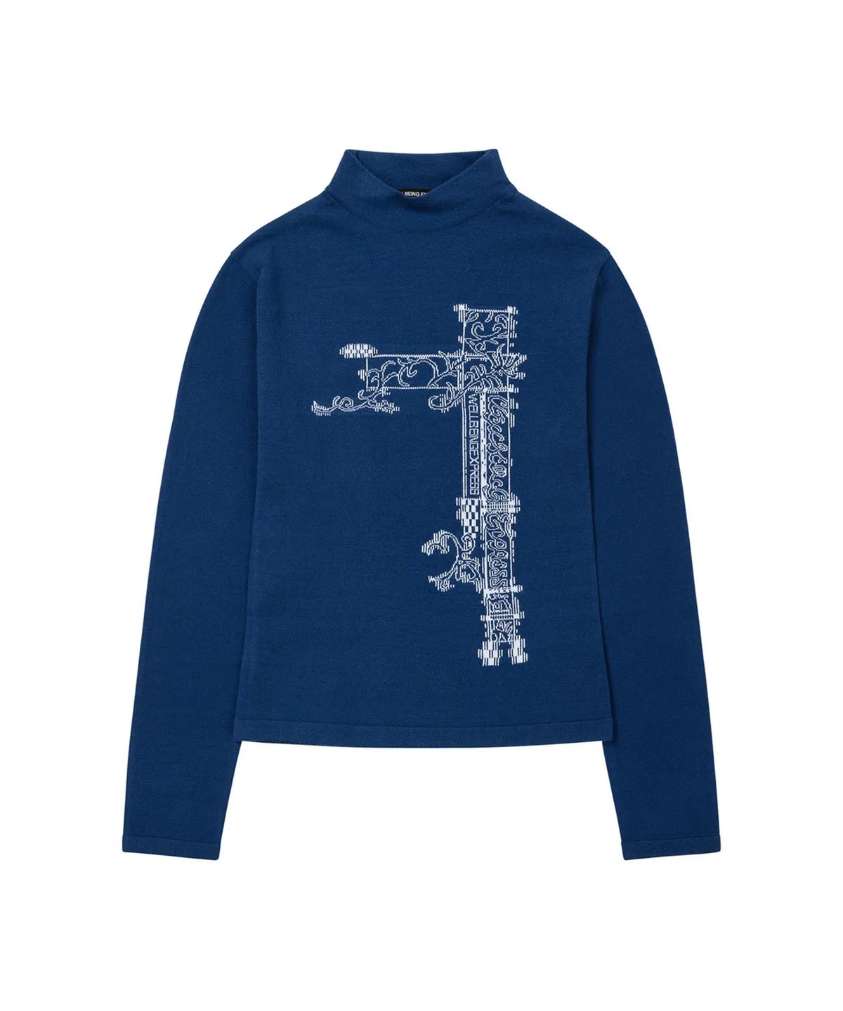 웰빙익스프레스(WELLBEING EXPRESS) Hybrid Tattoo Jacquard Knit Blue