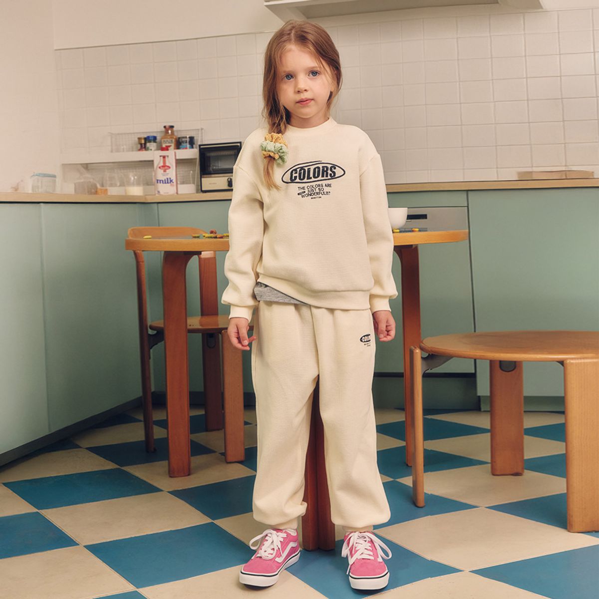 베네통키즈(BENETTONKIDS) 와플 그래픽 조거 팬츠_QATP04641IV