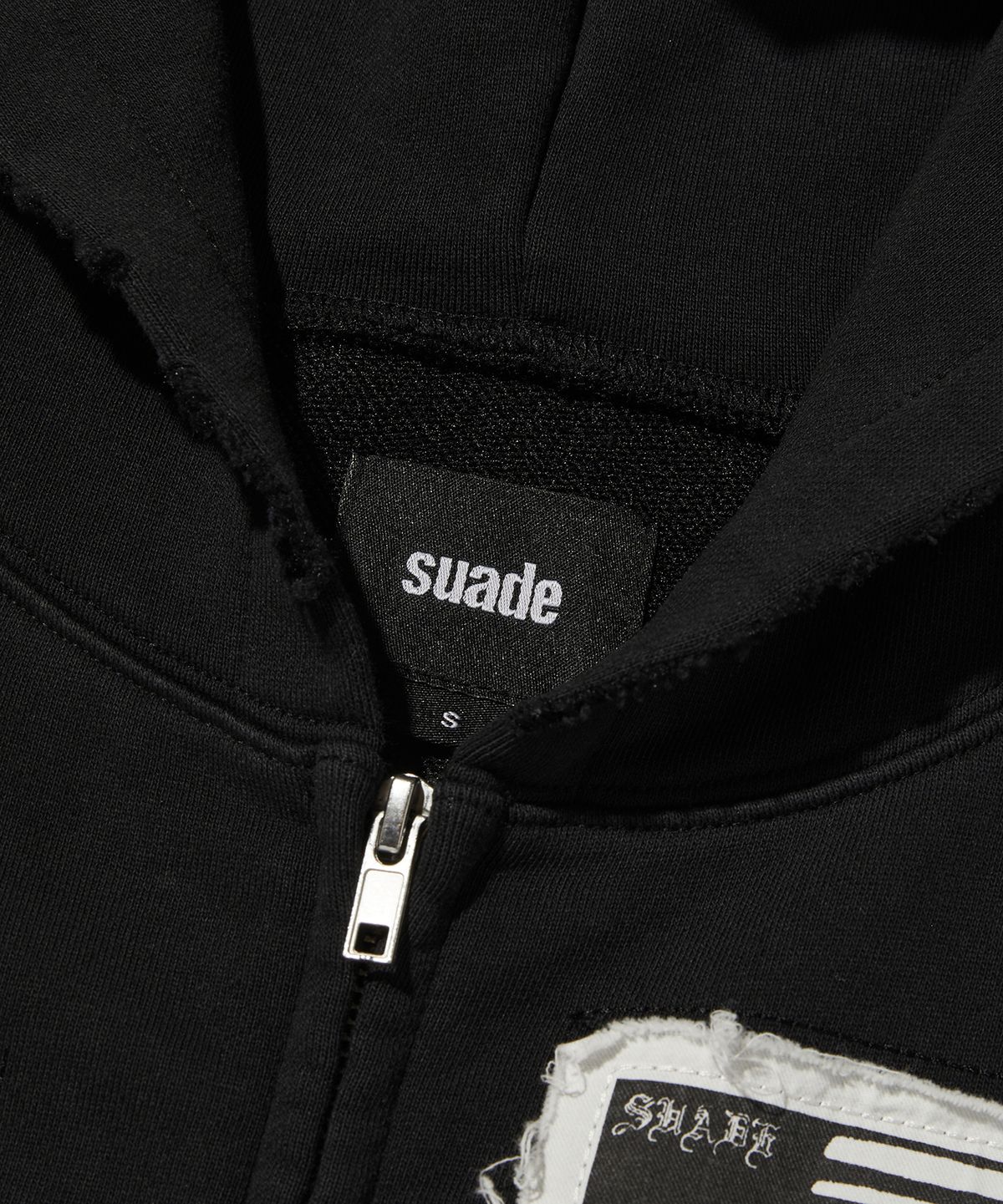 스웨이드(SUADE) PATCHWORK HOOD ZIP UP [BLACK]
