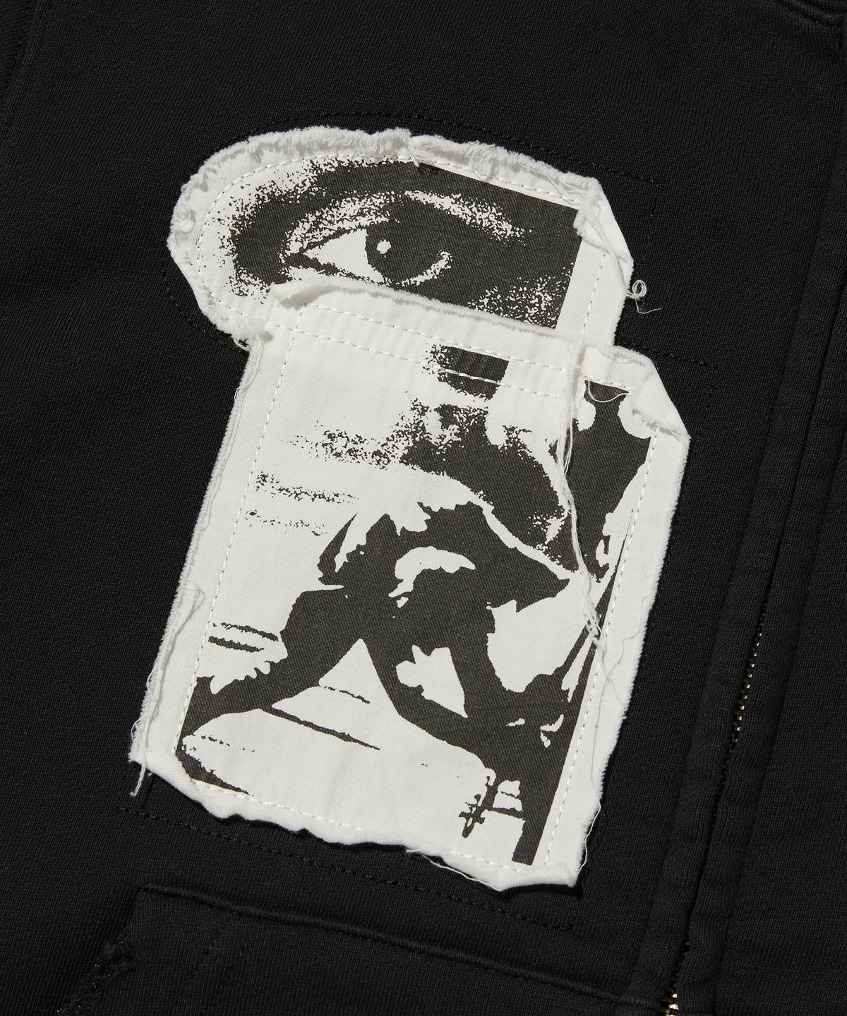 스웨이드(SUADE) PATCHWORK HOOD ZIP UP [BLACK]