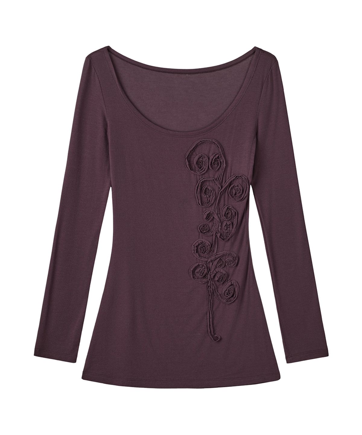 필세(PHILCE) Rosette Sheer Long Sleeve, Purple
