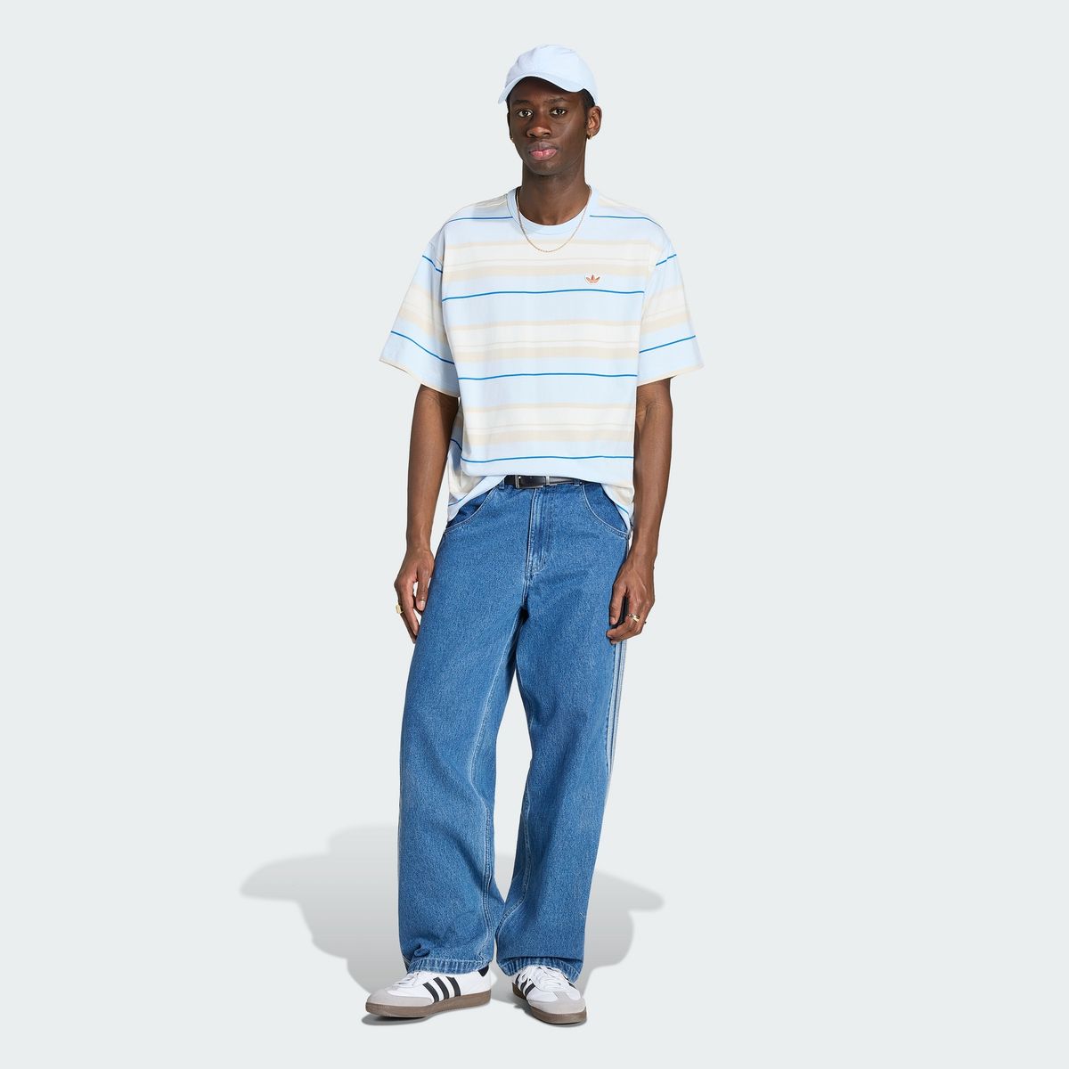 아디다스(ADIDAS) 스트라이프 크루넥 티 - 크리스탈스카이 / KX1268